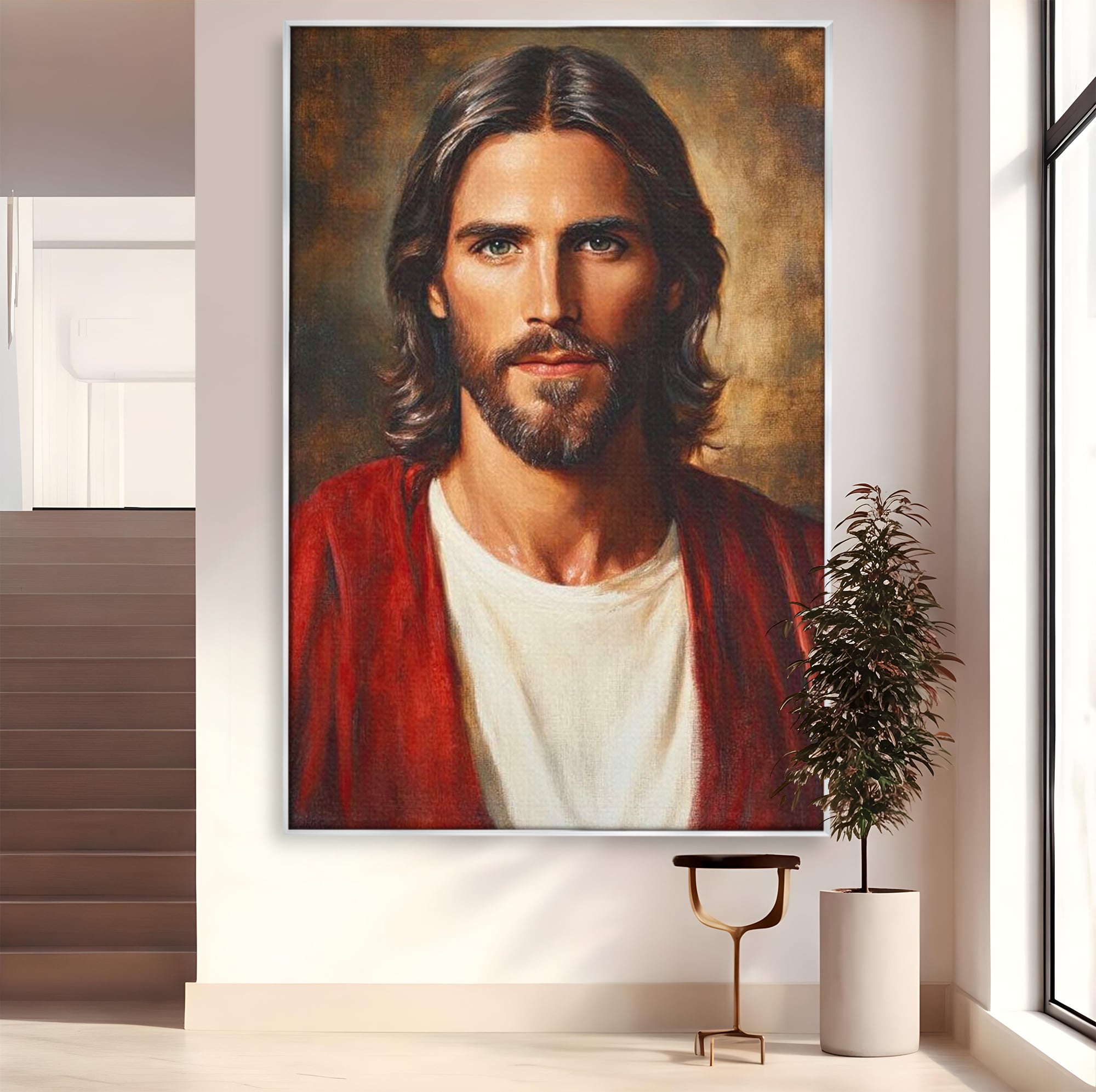 Tablou Canvas Premium LuxCanva® H1049, Portretul lui Iisus, Iisus, Chip, Credinta, Speranta, Mantuire, Sacrificiu, Spiritualitate, Har, Arta Religioasa, Living, Dormitor