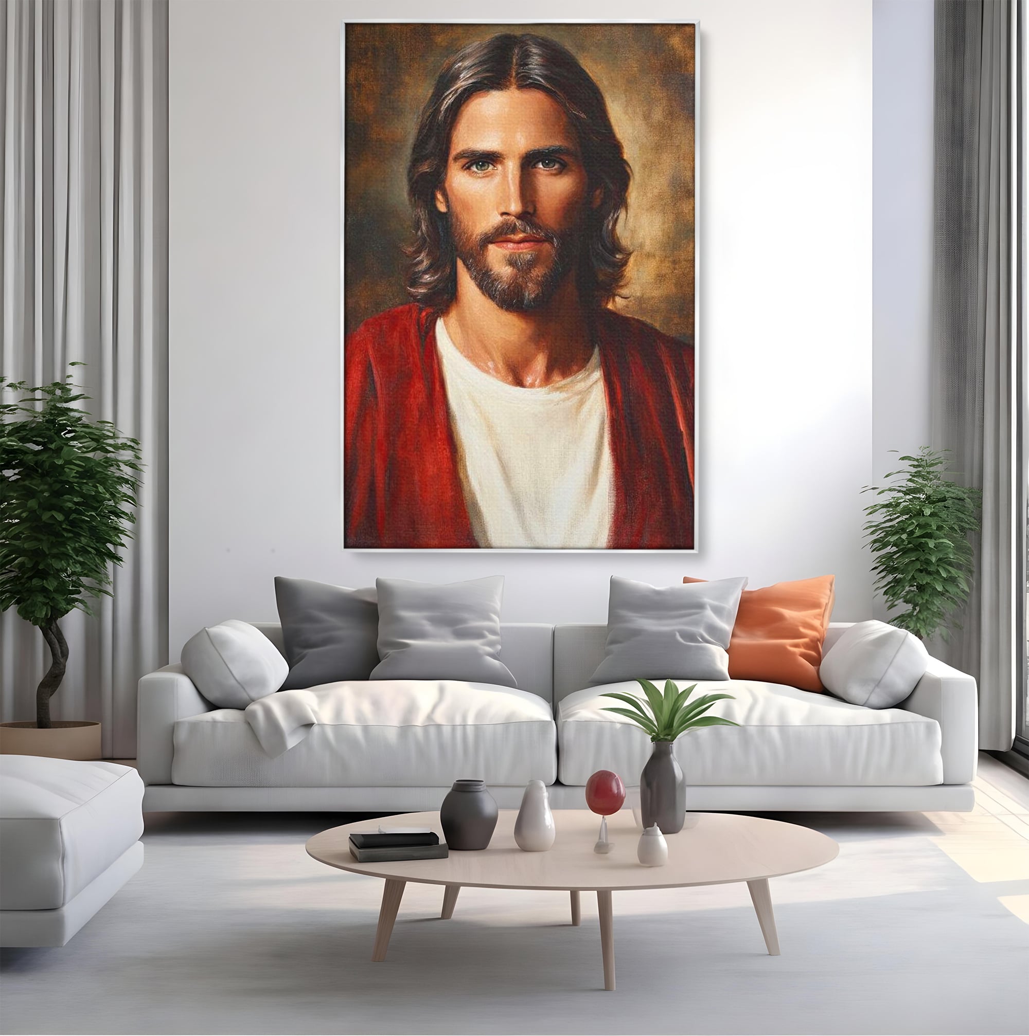 Tablou Canvas Premium LuxCanva® H1049, Portretul lui Iisus, Iisus, Chip, Credinta, Speranta, Mantuire, Sacrificiu, Spiritualitate, Har, Arta Religioasa, Living, Dormitor