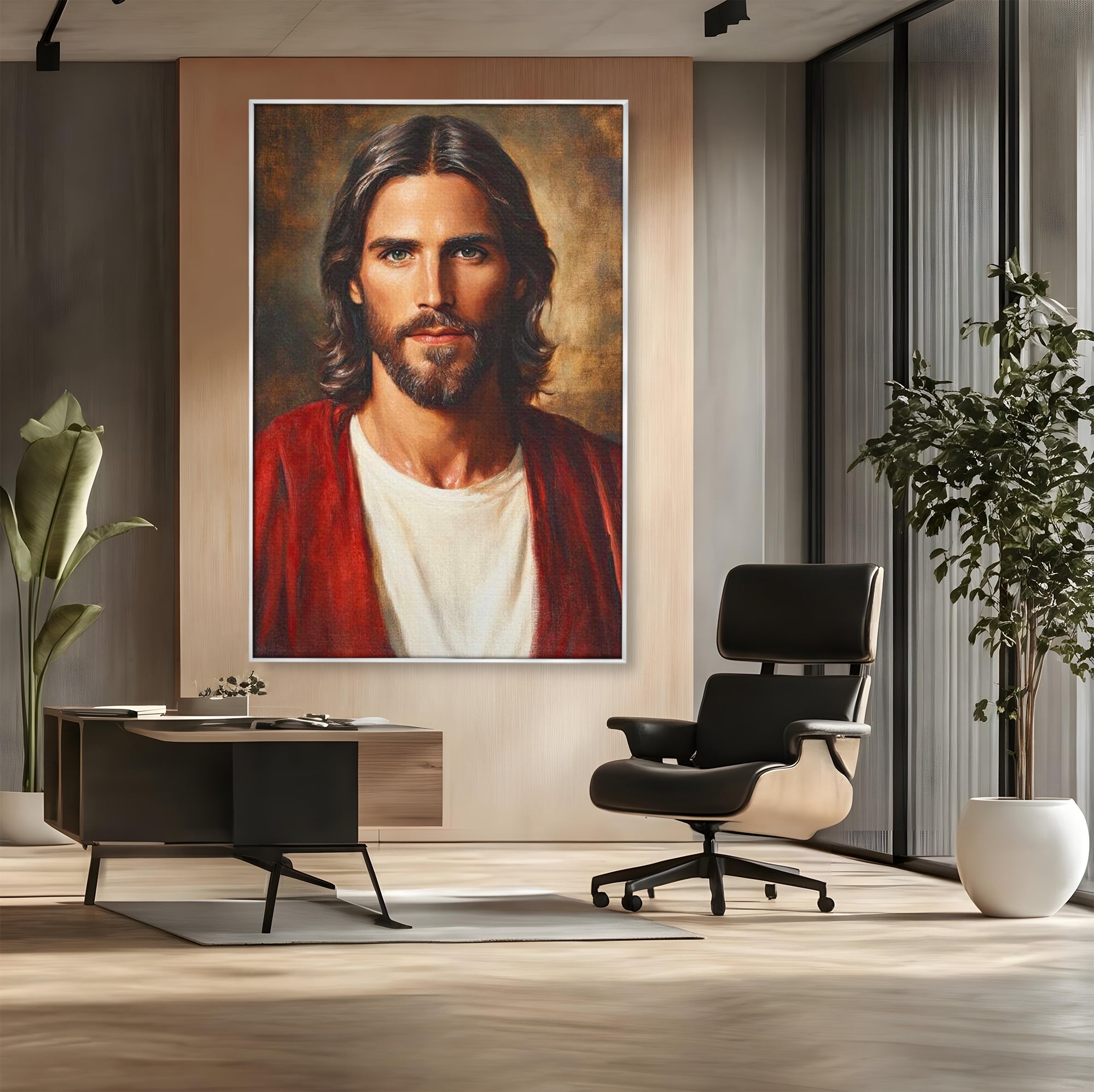 Tablou Canvas Premium LuxCanva® H1049, Portretul lui Iisus, Iisus, Chip, Credinta, Speranta, Mantuire, Sacrificiu, Spiritualitate, Har, Arta Religioasa, Living, Dormitor