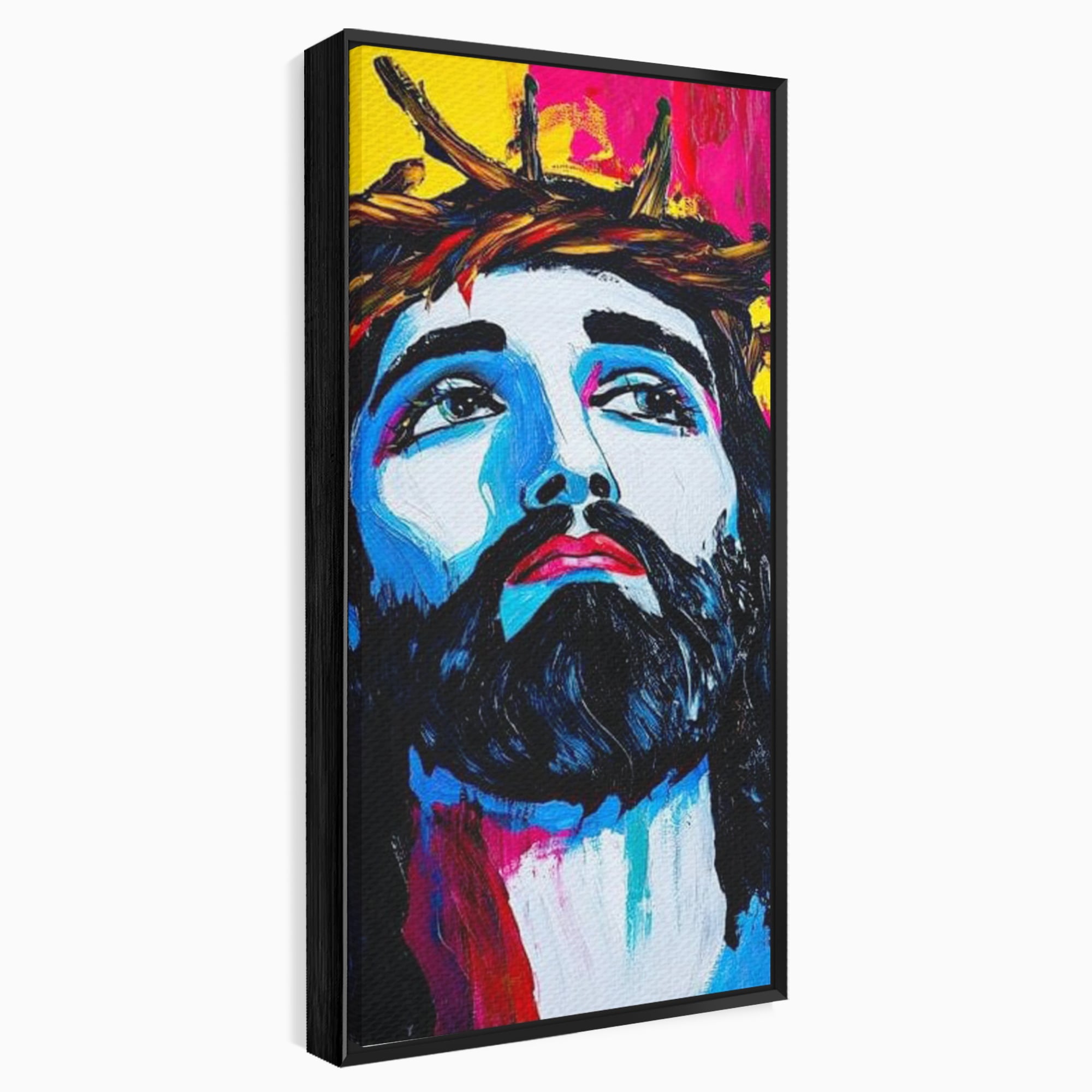 Tablou Canvas Premium LuxCanva® H1050, Contemplare Divina, Iisus, Contemplare, Pace Interioara, Coroana de Spini, Serenitate, Arta Religioasa Moderna, Living, Dormitor