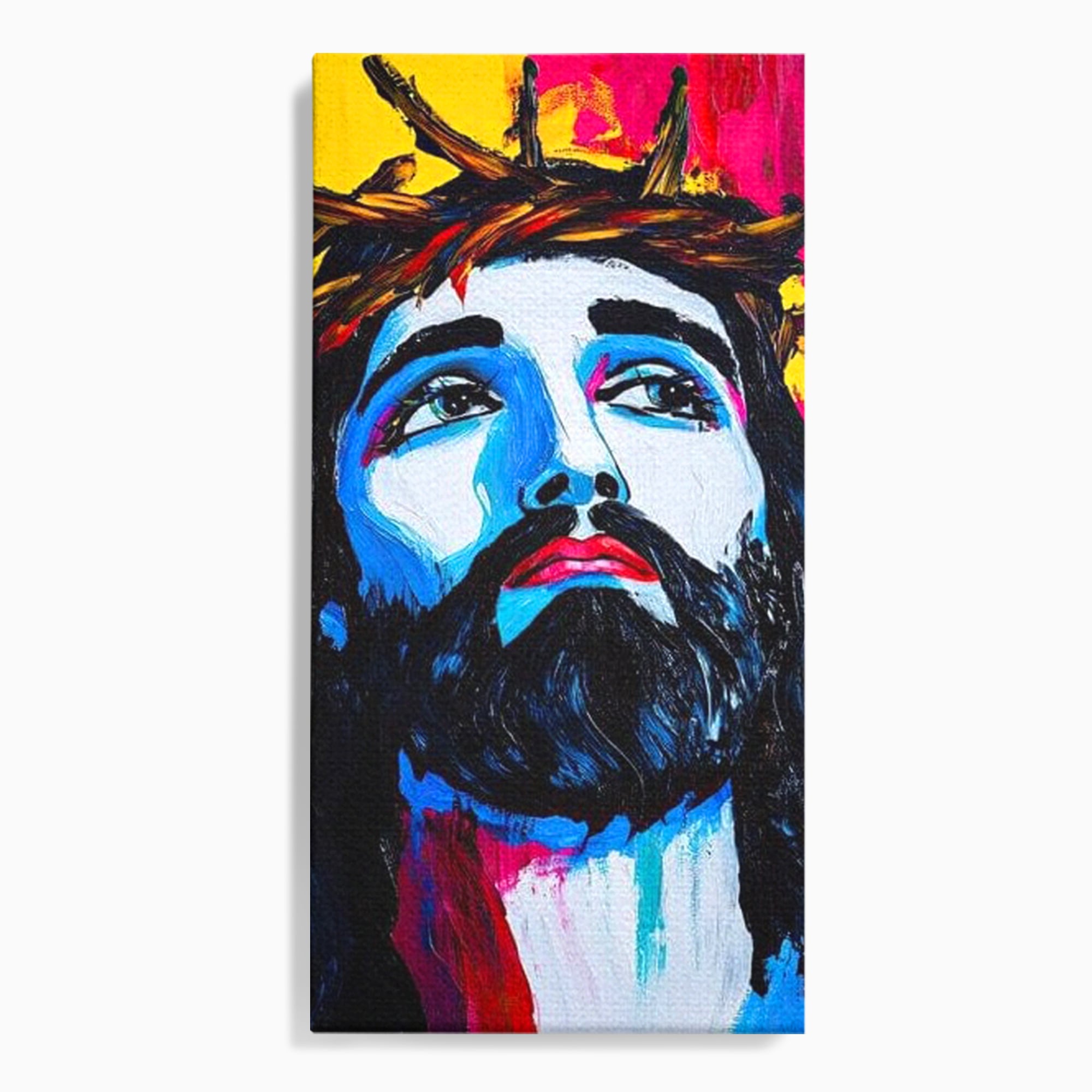 Tablou Canvas Premium LuxCanva® H1050, Contemplare Divina, Iisus, Contemplare, Pace Interioara, Coroana de Spini, Serenitate, Arta Religioasa Moderna, Living, Dormitor