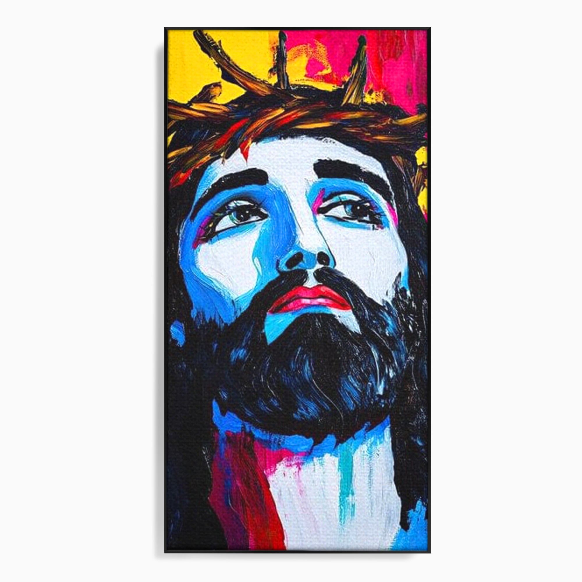 Tablou Canvas Premium LuxCanva® H1050, Contemplare Divina, Iisus, Contemplare, Pace Interioara, Coroana de Spini, Serenitate, Arta Religioasa Moderna, Living, Dormitor