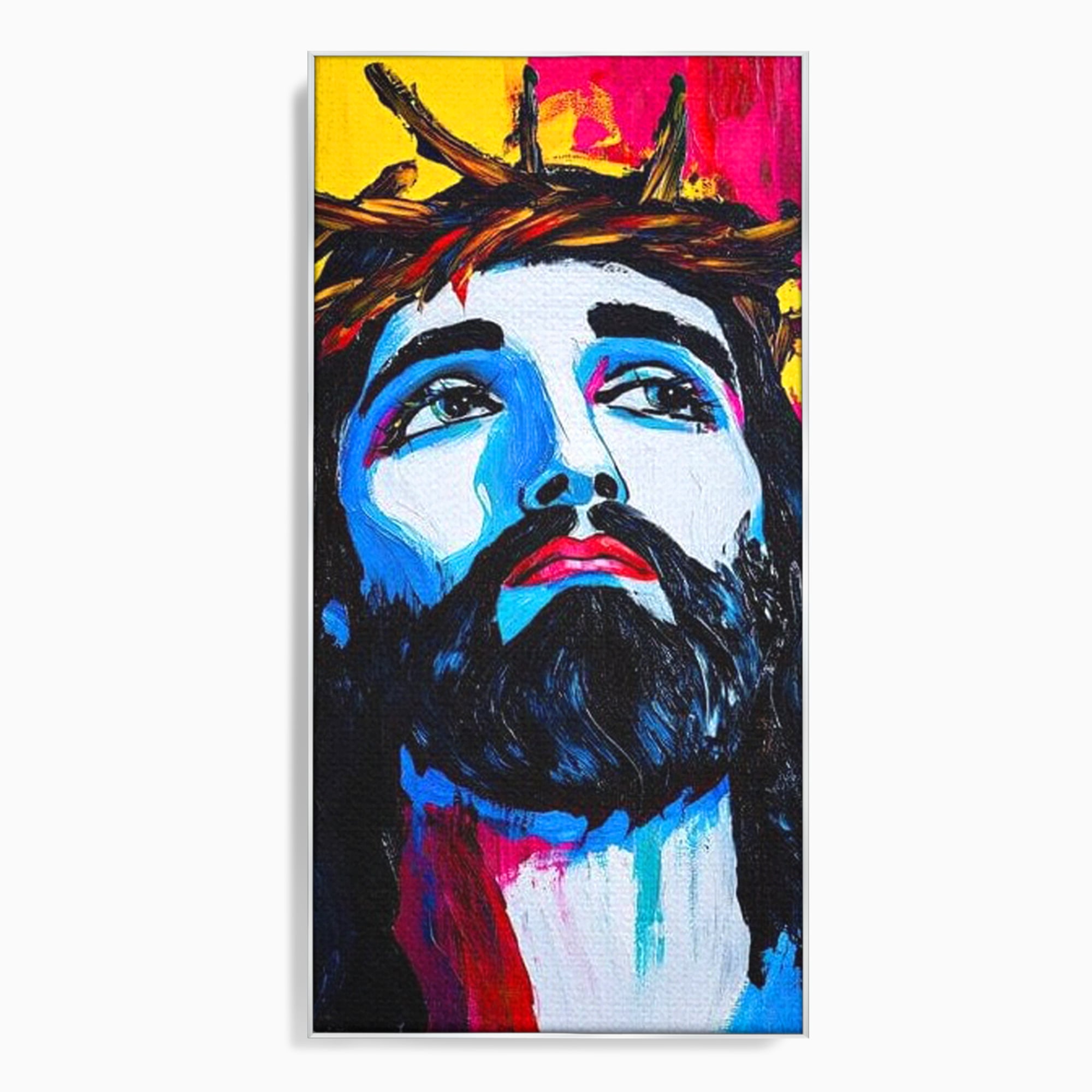 Tablou Canvas Premium LuxCanva® H1050, Contemplare Divina, Iisus, Contemplare, Pace Interioara, Coroana de Spini, Serenitate, Arta Religioasa Moderna, Living, Dormitor