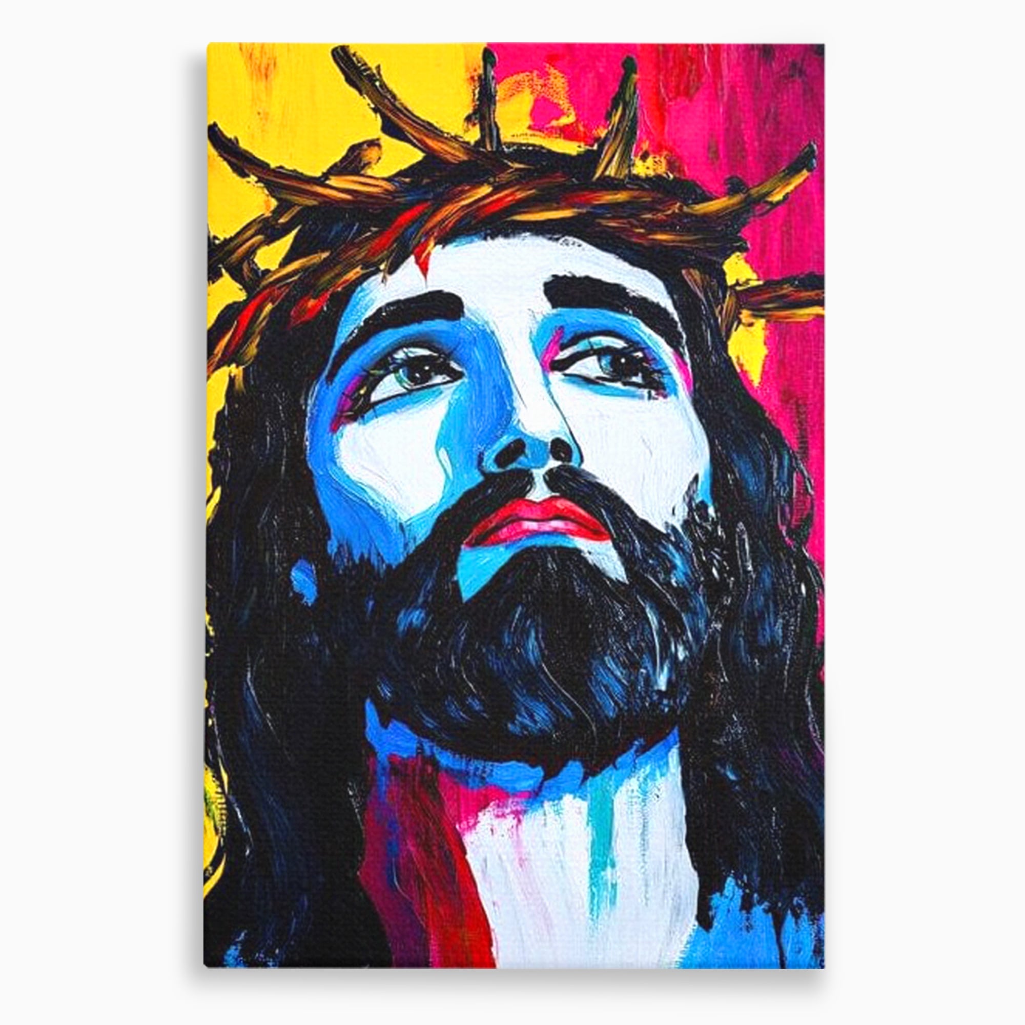 Tablou Canvas Premium LuxCanva® H1050, Contemplare Divina, Iisus, Contemplare, Pace Interioara, Coroana de Spini, Serenitate, Arta Religioasa Moderna, Living, Dormitor