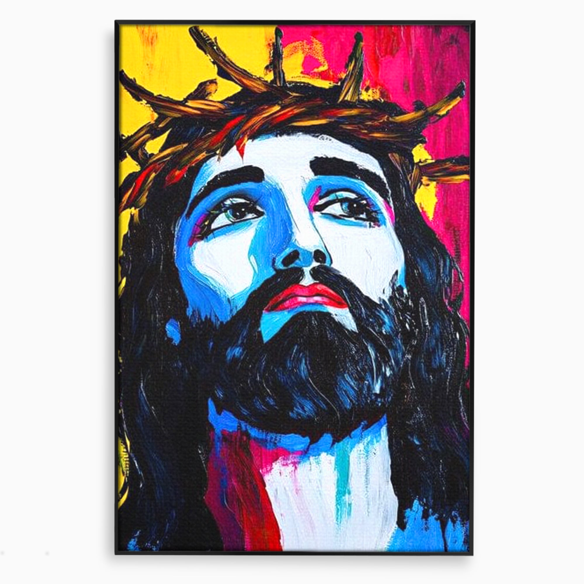 Tablou Canvas Premium LuxCanva® H1050, Contemplare Divina, Iisus, Contemplare, Pace Interioara, Coroana de Spini, Serenitate, Arta Religioasa Moderna, Living, Dormitor