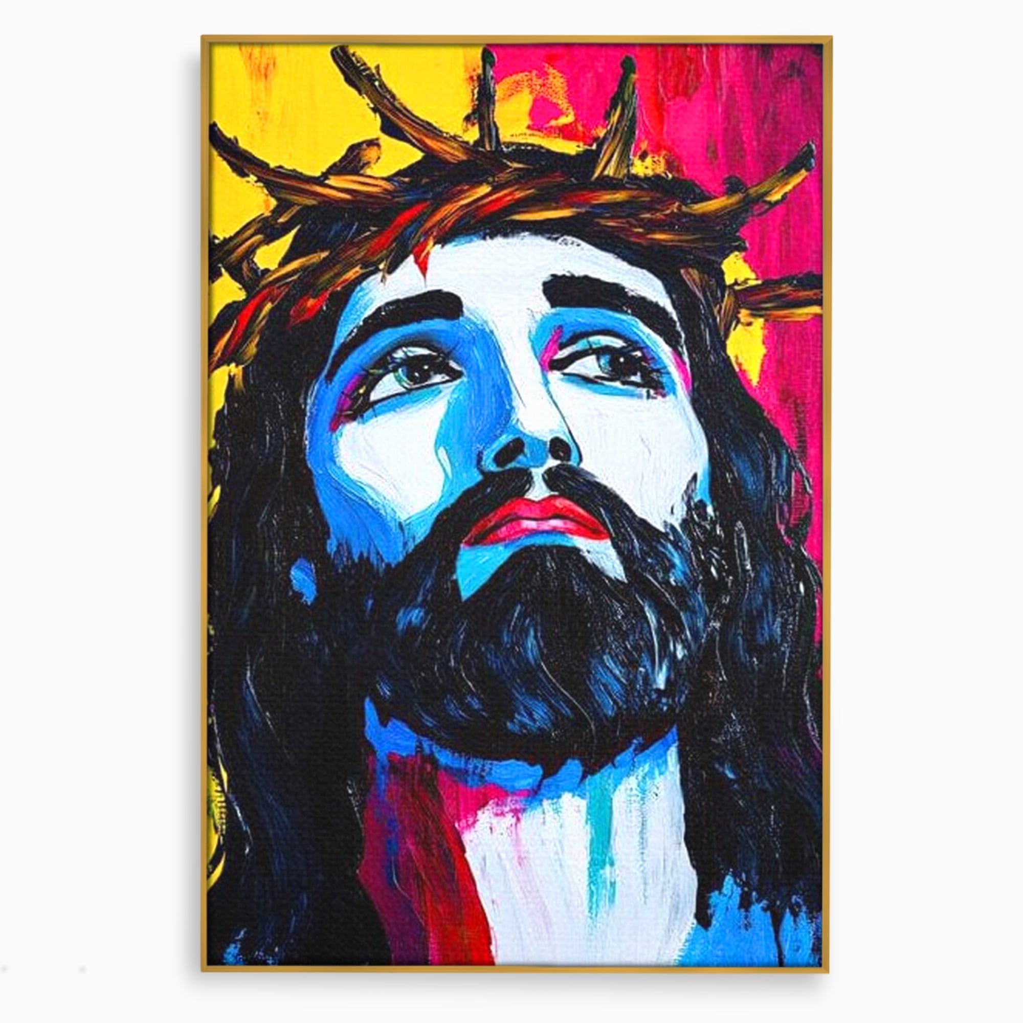 Tablou Canvas Premium LuxCanva® H1050, Contemplare Divina, Iisus, Contemplare, Pace Interioara, Coroana de Spini, Serenitate, Arta Religioasa Moderna, Living, Dormitor