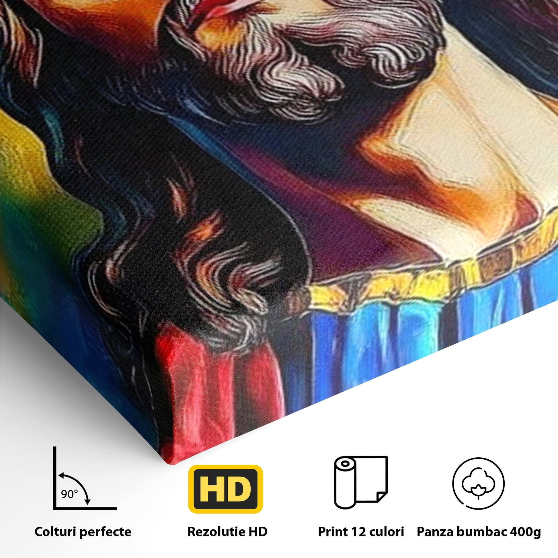 Tablou Canvas Premium LuxCanva® H1051, Stralucire Divina, Iisus, Contemplare, Pace Interioara, Coroana de Spini, Serenitate, Arta Religioasa Moderna, Living, Dormitor