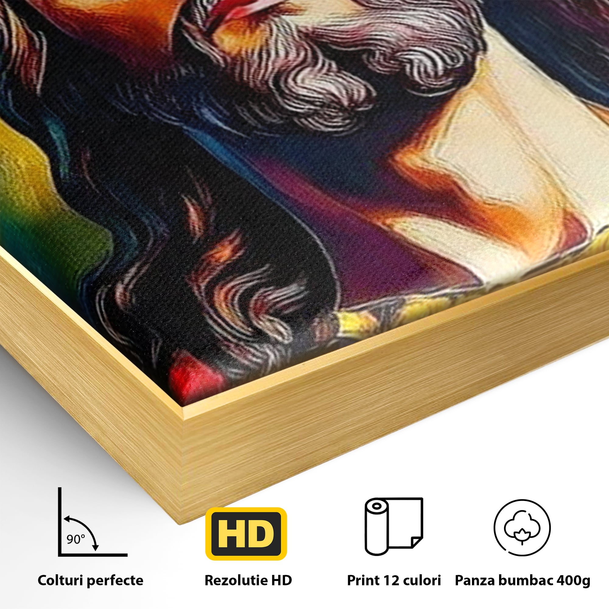 Tablou Canvas Premium LuxCanva® H1051, Stralucire Divina, Iisus, Contemplare, Pace Interioara, Coroana de Spini, Serenitate, Arta Religioasa Moderna, Living, Dormitor