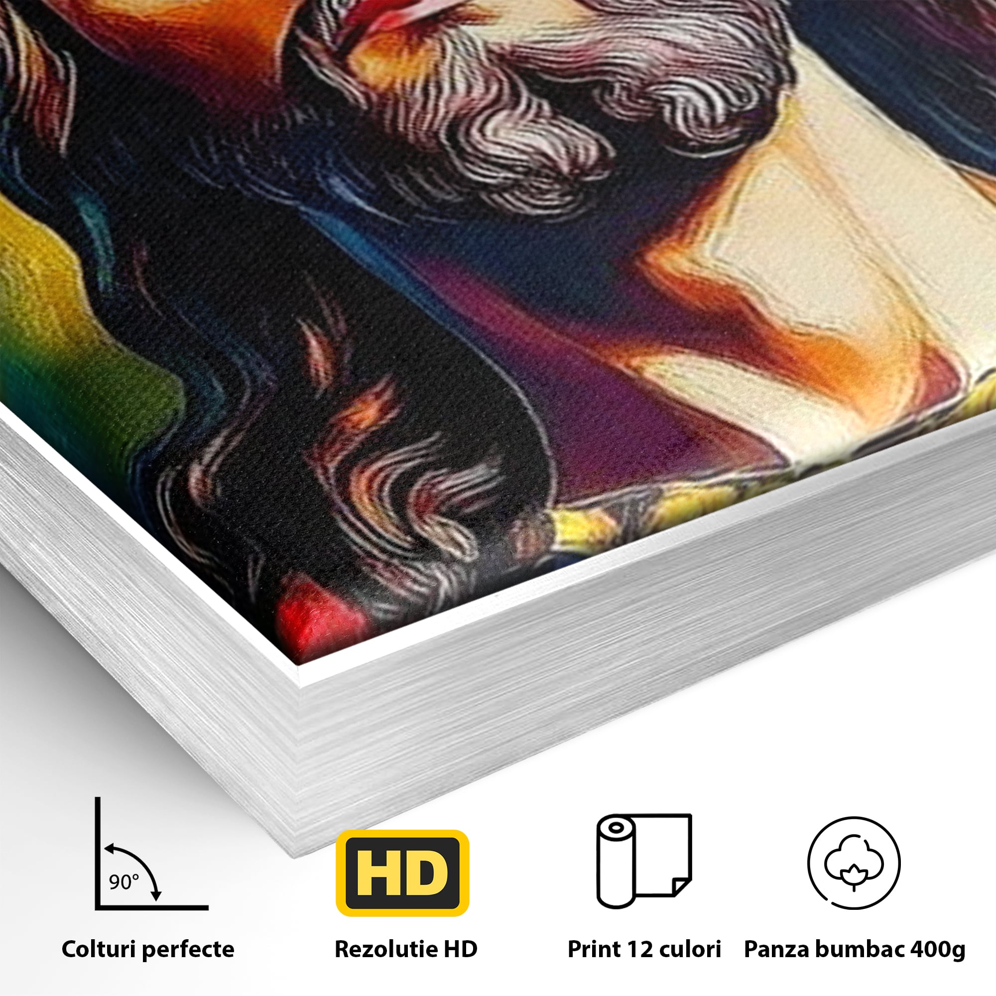 Tablou Canvas Premium LuxCanva® H1051, Stralucire Divina, Iisus, Contemplare, Pace Interioara, Coroana de Spini, Serenitate, Arta Religioasa Moderna, Living, Dormitor