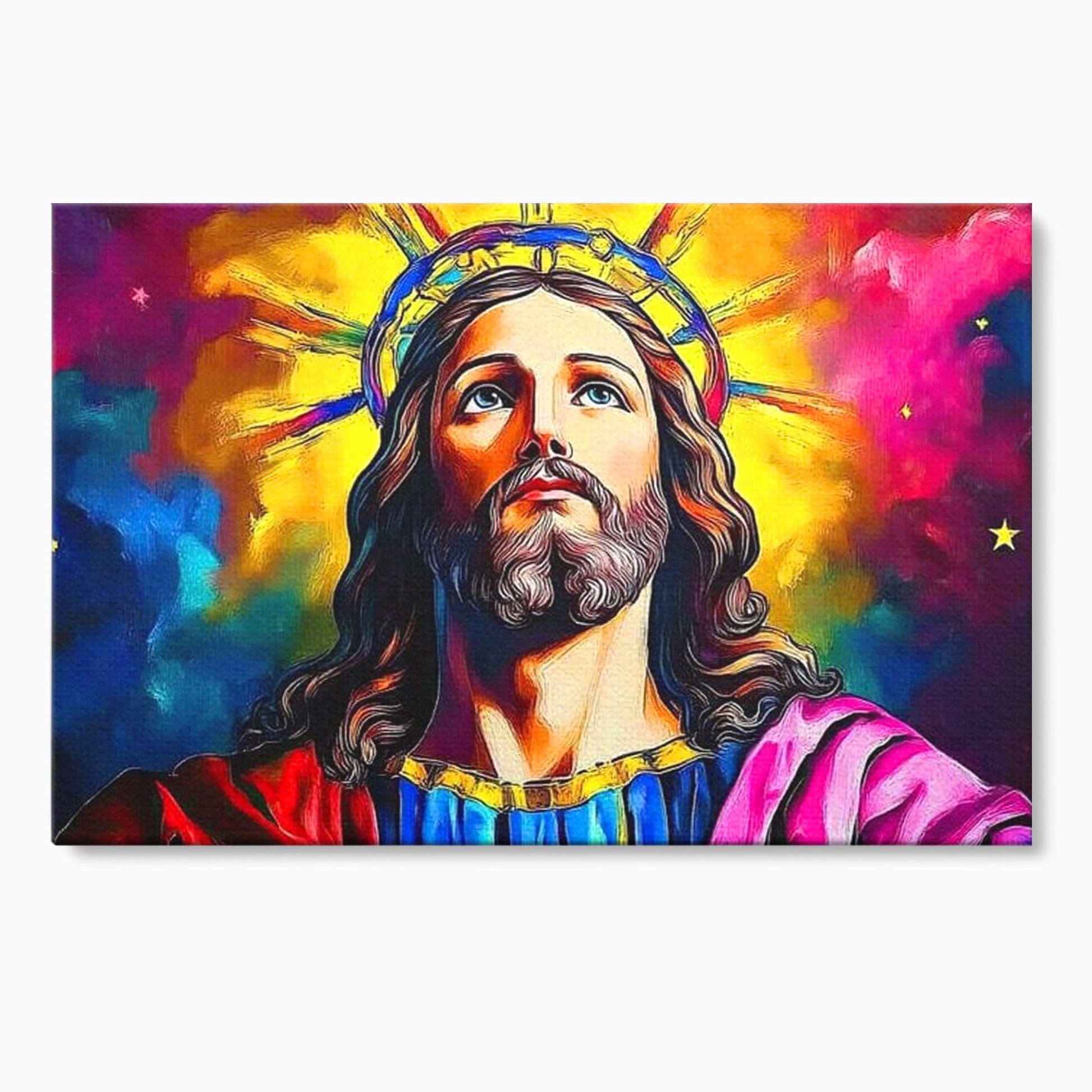 Tablou Canvas Premium LuxCanva® H1051, Stralucire Divina, Iisus, Contemplare, Pace Interioara, Coroana de Spini, Serenitate, Arta Religioasa Moderna, Living, Dormitor