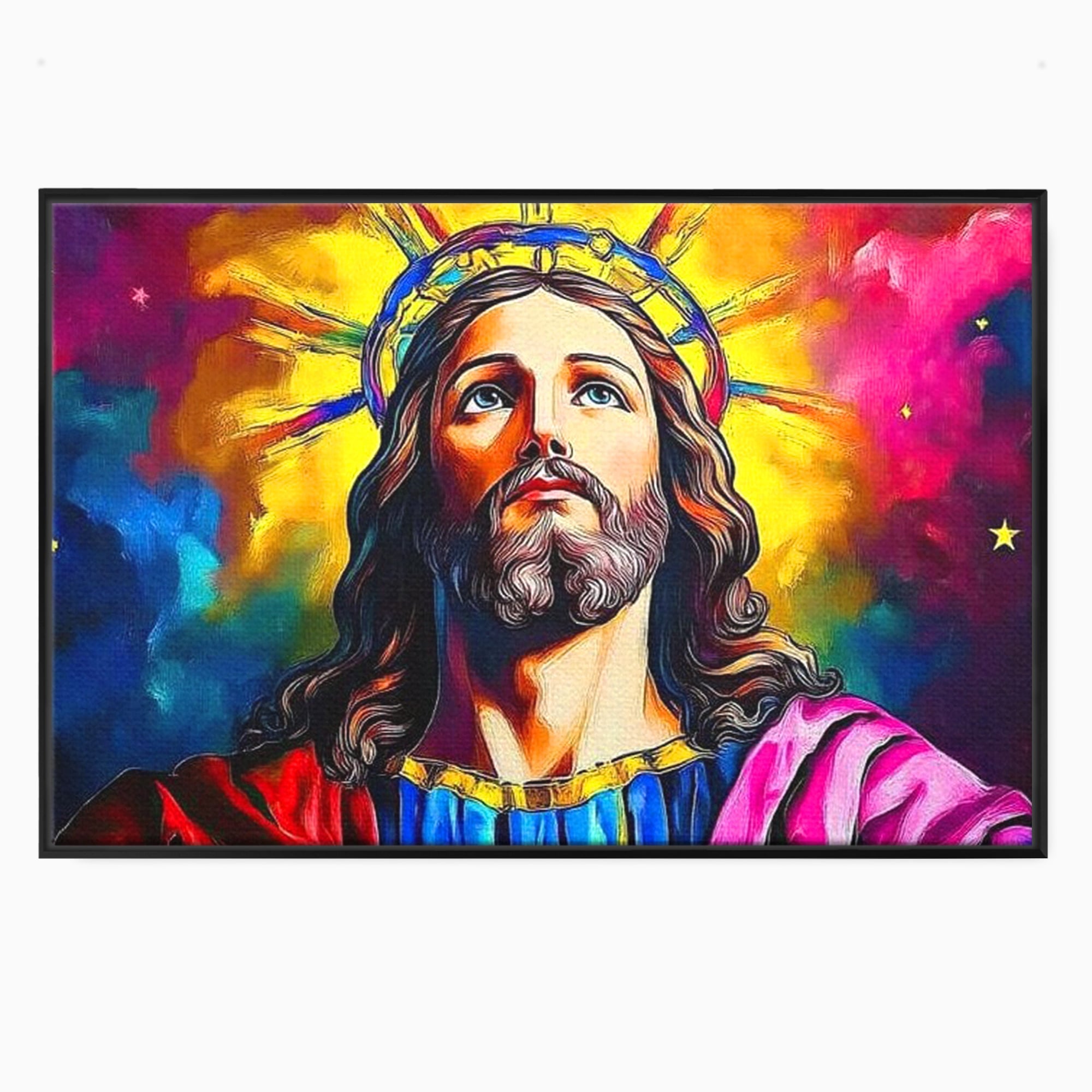 Tablou Canvas Premium LuxCanva® H1051, Stralucire Divina, Iisus, Contemplare, Pace Interioara, Coroana de Spini, Serenitate, Arta Religioasa Moderna, Living, Dormitor