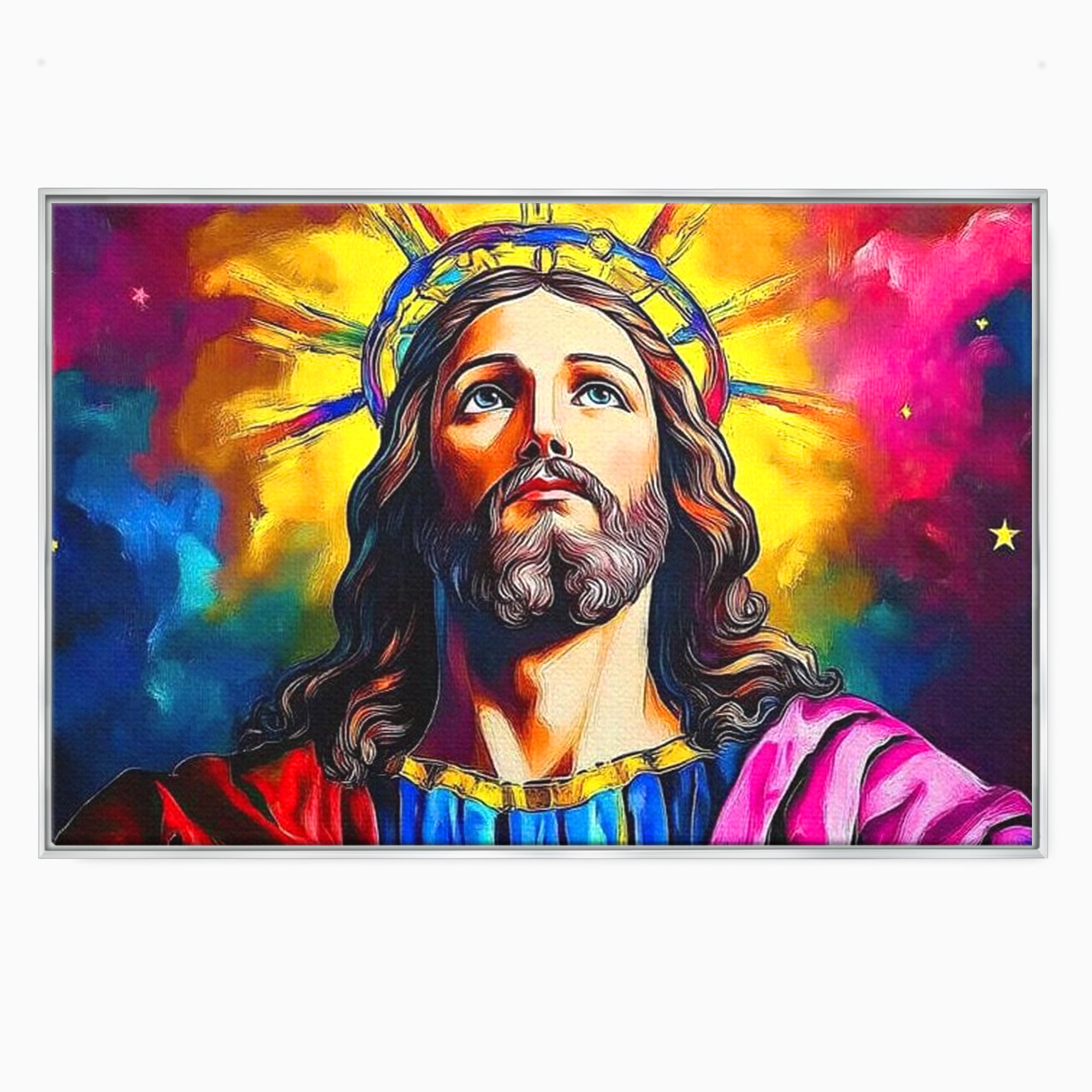 Tablou Canvas Premium LuxCanva® H1051, Stralucire Divina, Iisus, Contemplare, Pace Interioara, Coroana de Spini, Serenitate, Arta Religioasa Moderna, Living, Dormitor