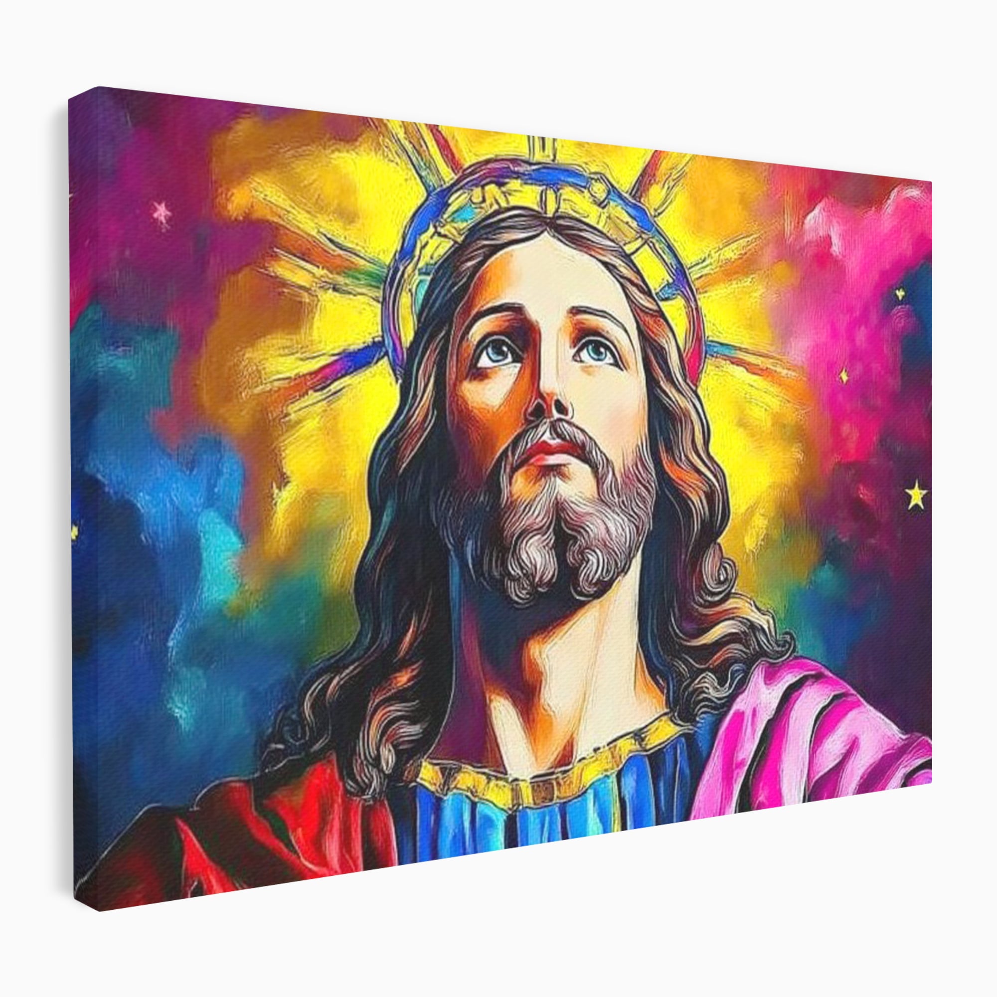 Tablou Canvas Premium LuxCanva® H1051, Stralucire Divina, Iisus, Contemplare, Pace Interioara, Coroana de Spini, Serenitate, Arta Religioasa Moderna, Living, Dormitor
