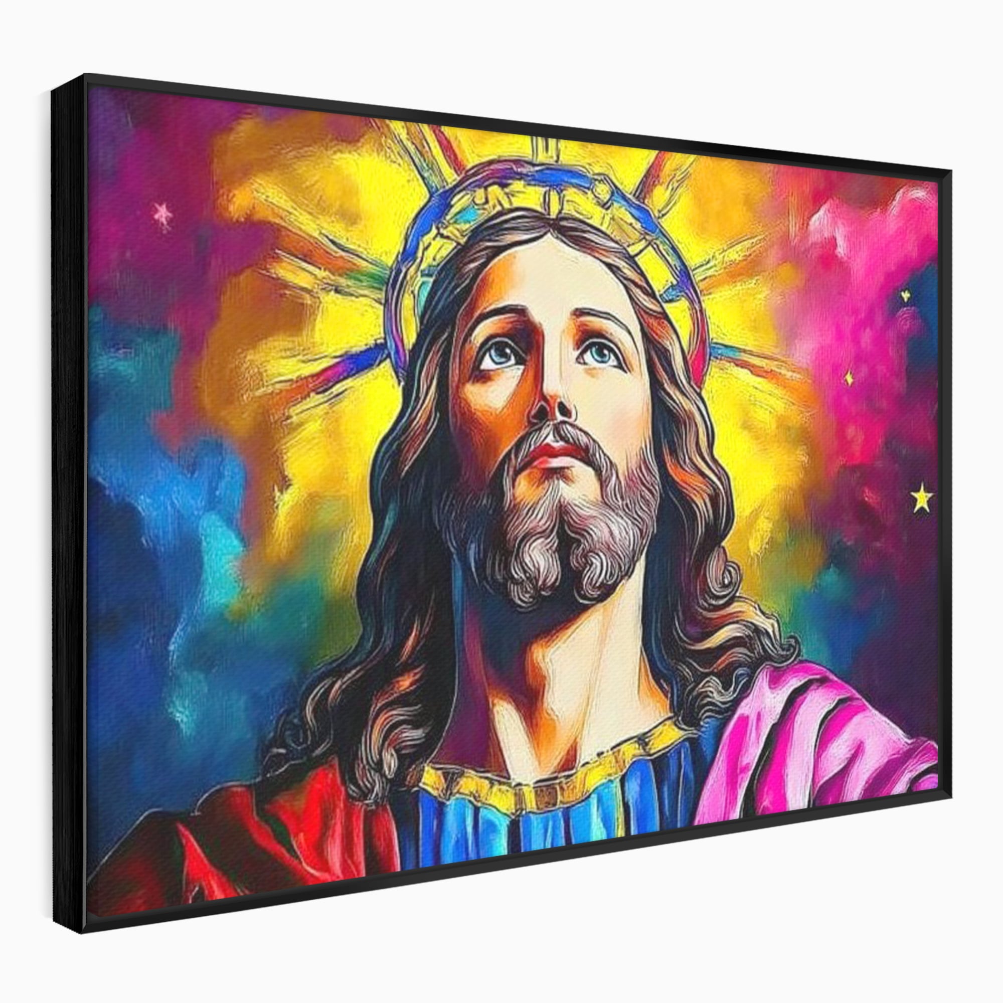Tablou Canvas Premium LuxCanva® H1051, Stralucire Divina, Iisus, Contemplare, Pace Interioara, Coroana de Spini, Serenitate, Arta Religioasa Moderna, Living, Dormitor