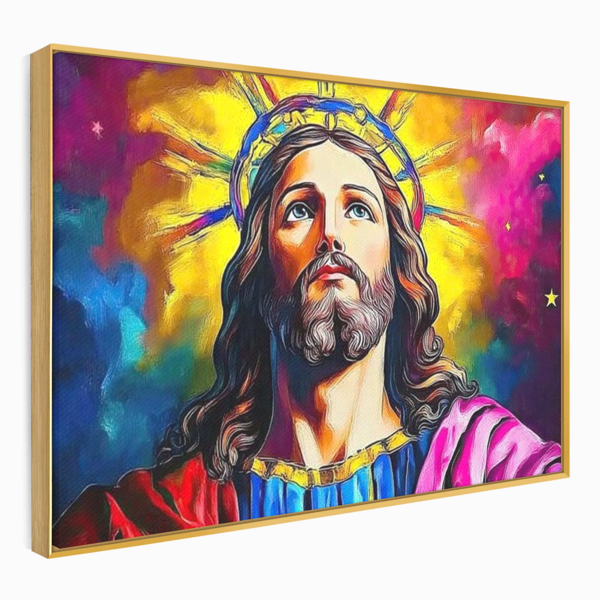 Tablou Canvas Premium LuxCanva® H1051, Stralucire Divina, Iisus, Contemplare, Pace Interioara, Coroana de Spini, Serenitate, Arta Religioasa Moderna, Living, Dormitor
