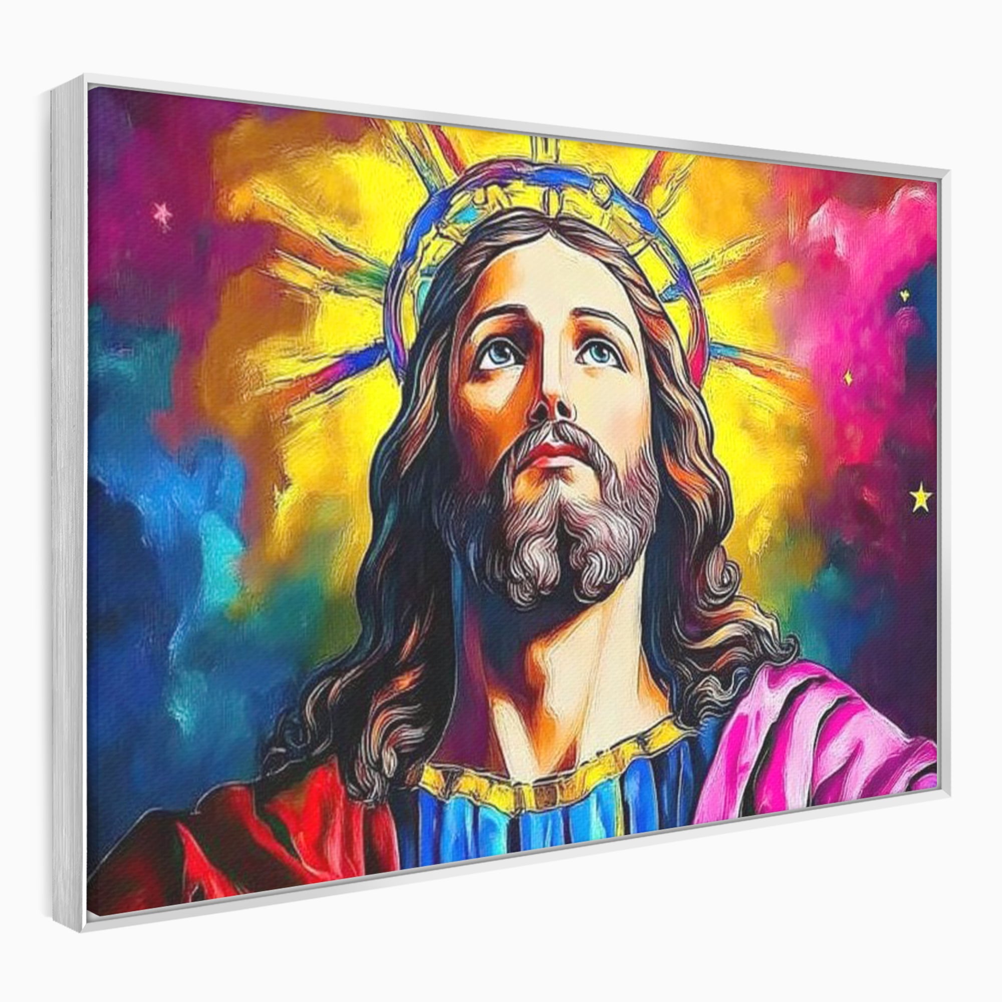 Tablou Canvas Premium LuxCanva® H1051, Stralucire Divina, Iisus, Contemplare, Pace Interioara, Coroana de Spini, Serenitate, Arta Religioasa Moderna, Living, Dormitor