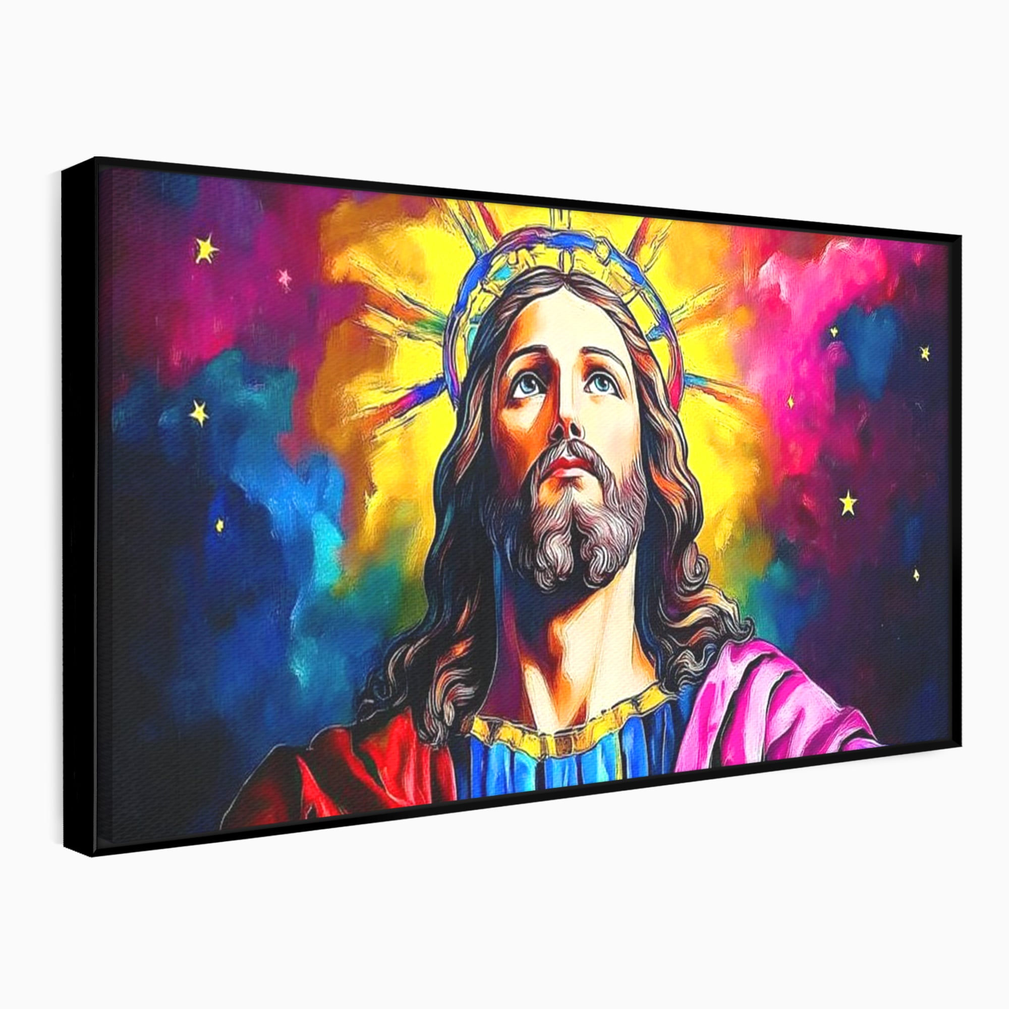 Tablou Canvas Premium LuxCanva® H1051, Stralucire Divina, Iisus, Contemplare, Pace Interioara, Coroana de Spini, Serenitate, Arta Religioasa Moderna, Living, Dormitor