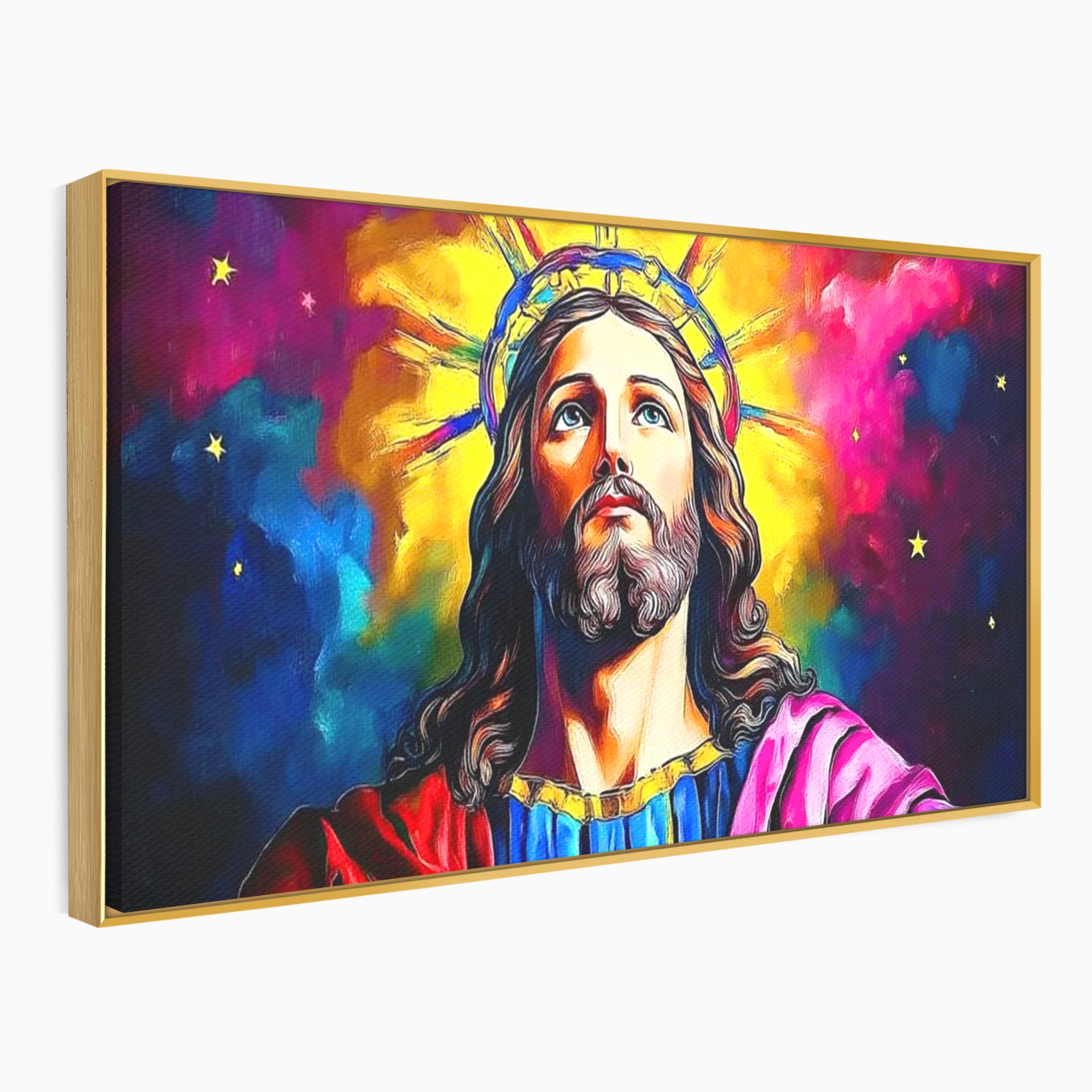 Tablou Canvas Premium LuxCanva® H1051, Stralucire Divina, Iisus, Contemplare, Pace Interioara, Coroana de Spini, Serenitate, Arta Religioasa Moderna, Living, Dormitor