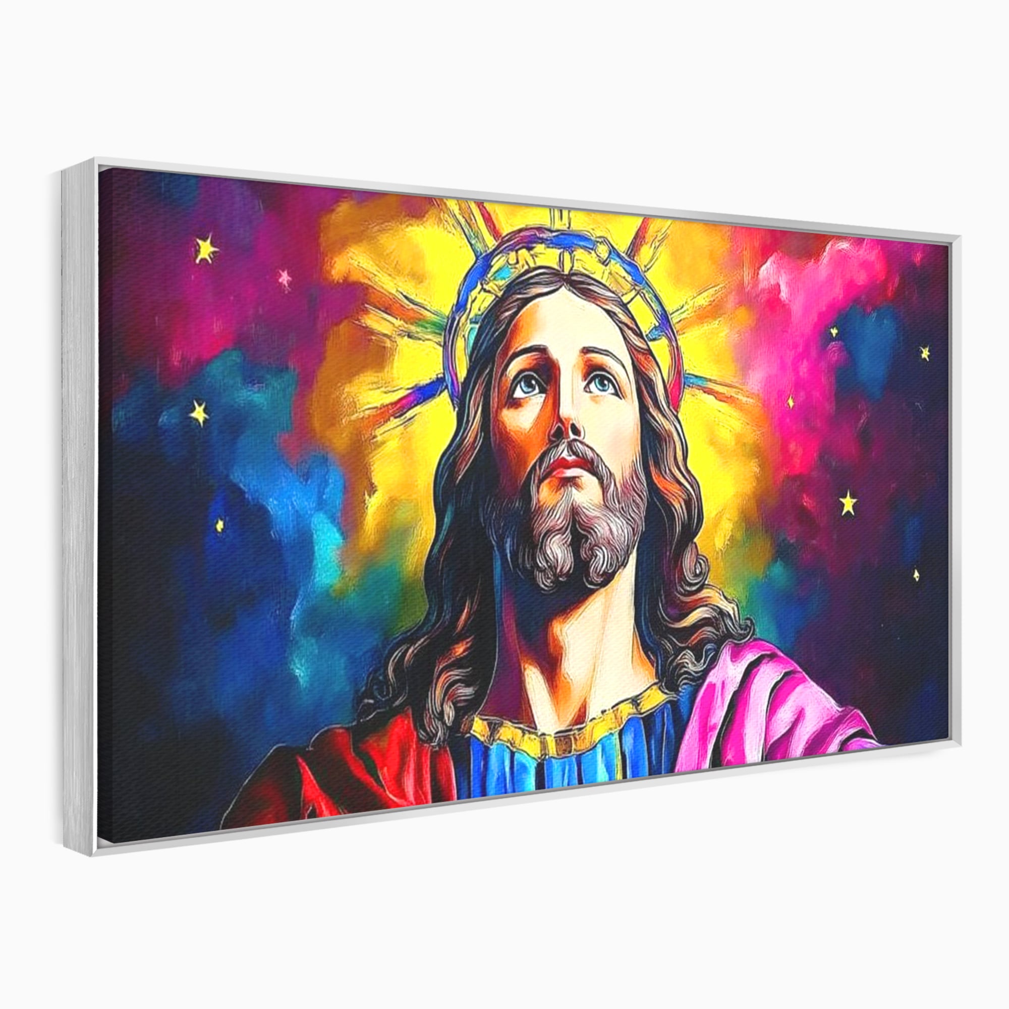 Tablou Canvas Premium LuxCanva® H1051, Stralucire Divina, Iisus, Contemplare, Pace Interioara, Coroana de Spini, Serenitate, Arta Religioasa Moderna, Living, Dormitor