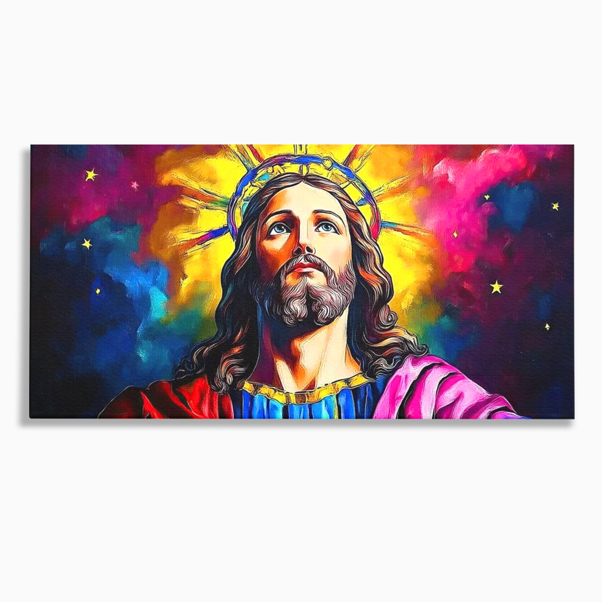Tablou Canvas Premium LuxCanva® H1051, Stralucire Divina, Iisus, Contemplare, Pace Interioara, Coroana de Spini, Serenitate, Arta Religioasa Moderna, Living, Dormitor