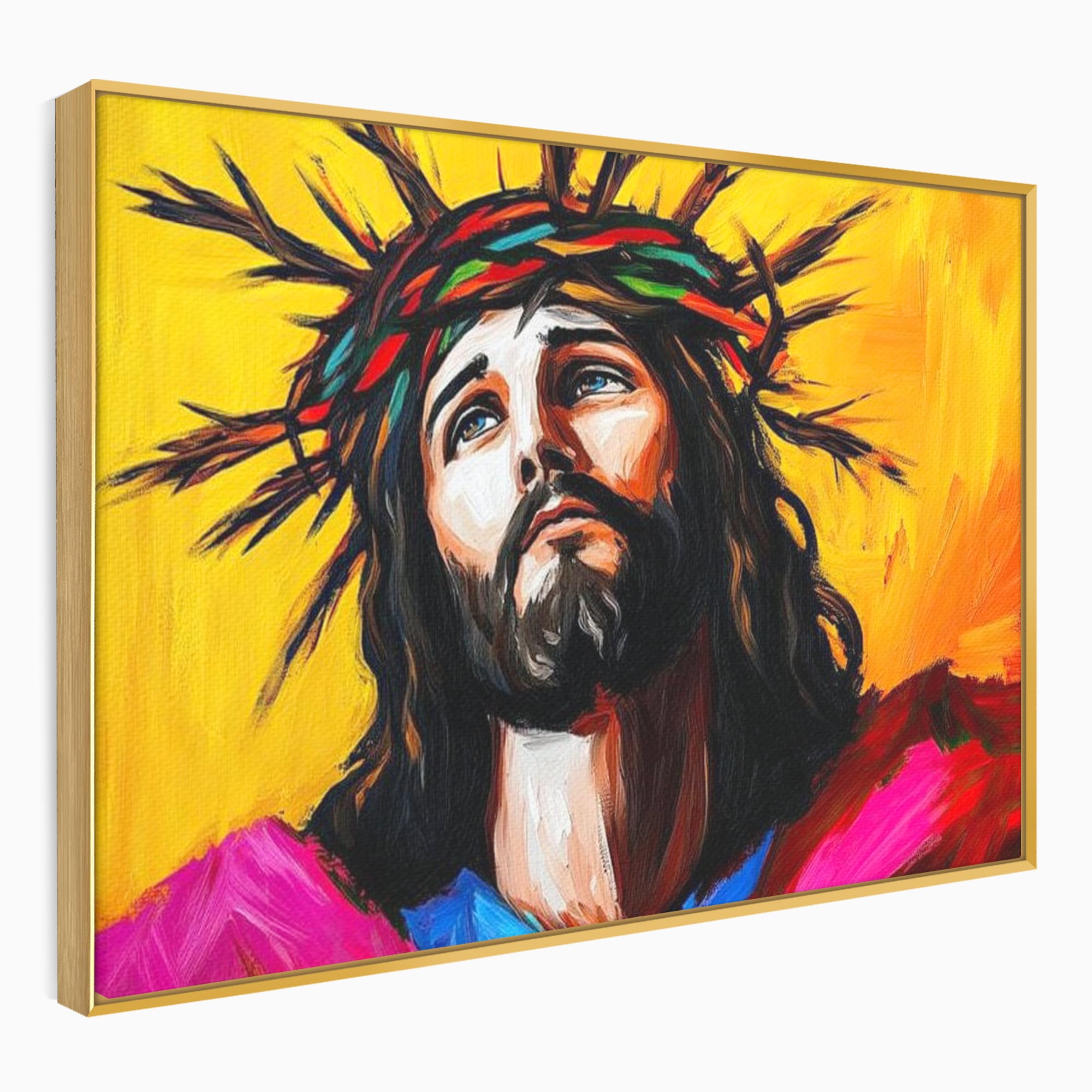 Tablou Canvas Premium LuxCanva® H1053, Sacrificiu Divin, Iisus, Contemplare, Pace Interioara, Coroana de Spini, Cer, Chip, Arta Religioasa Moderna, Living, Dormitor