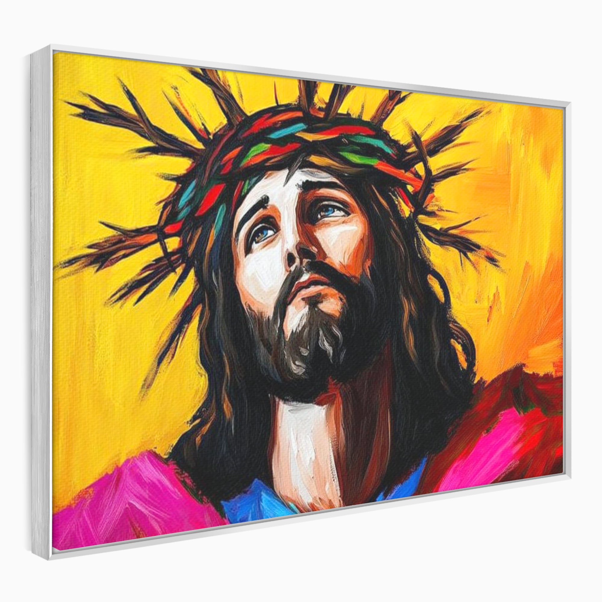 Tablou Canvas Premium LuxCanva® H1053, Sacrificiu Divin, Iisus, Contemplare, Pace Interioara, Coroana de Spini, Cer, Chip, Arta Religioasa Moderna, Living, Dormitor