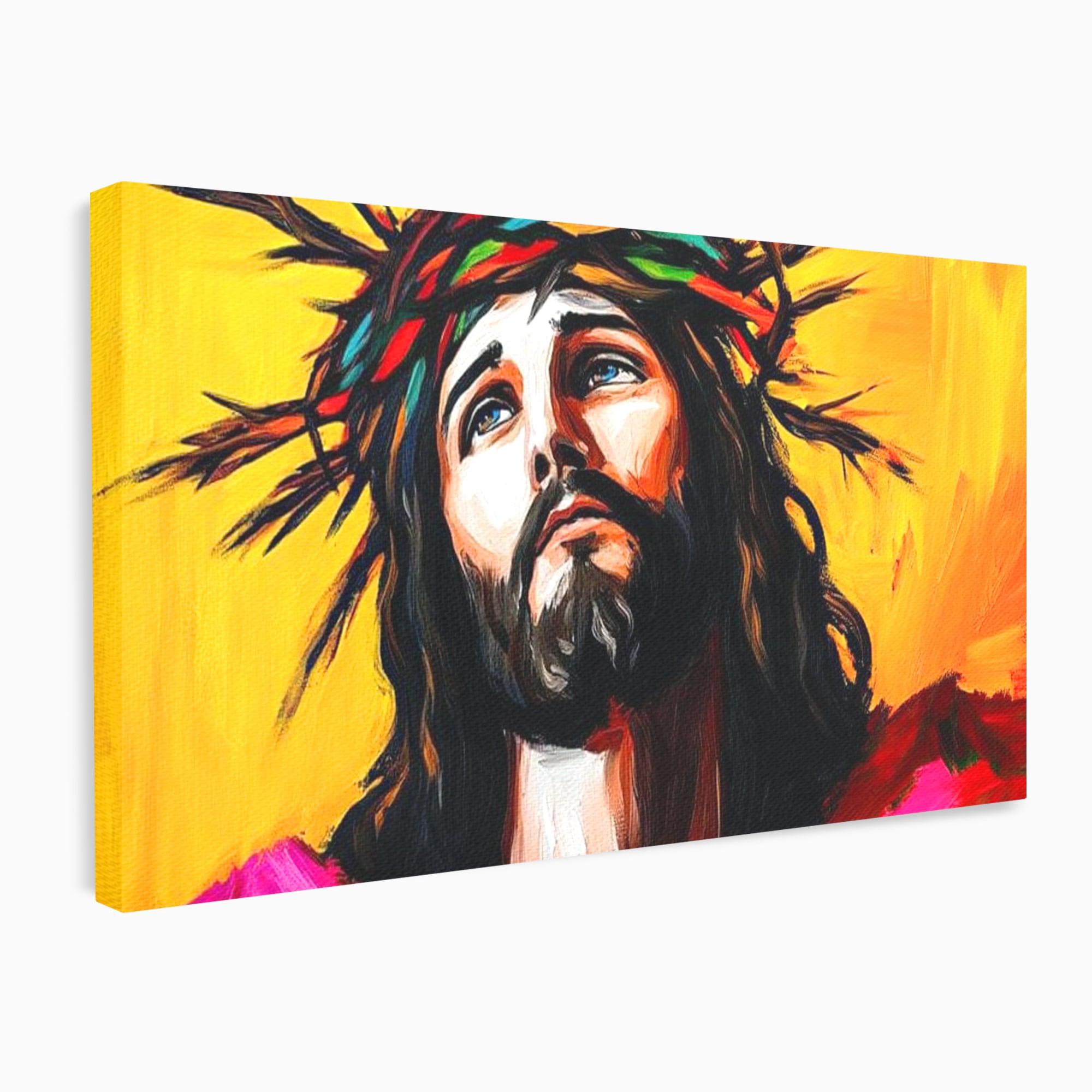 Tablou Canvas Premium LuxCanva® H1053, Sacrificiu Divin, Iisus, Contemplare, Pace Interioara, Coroana de Spini, Cer, Chip, Arta Religioasa Moderna, Living, Dormitor