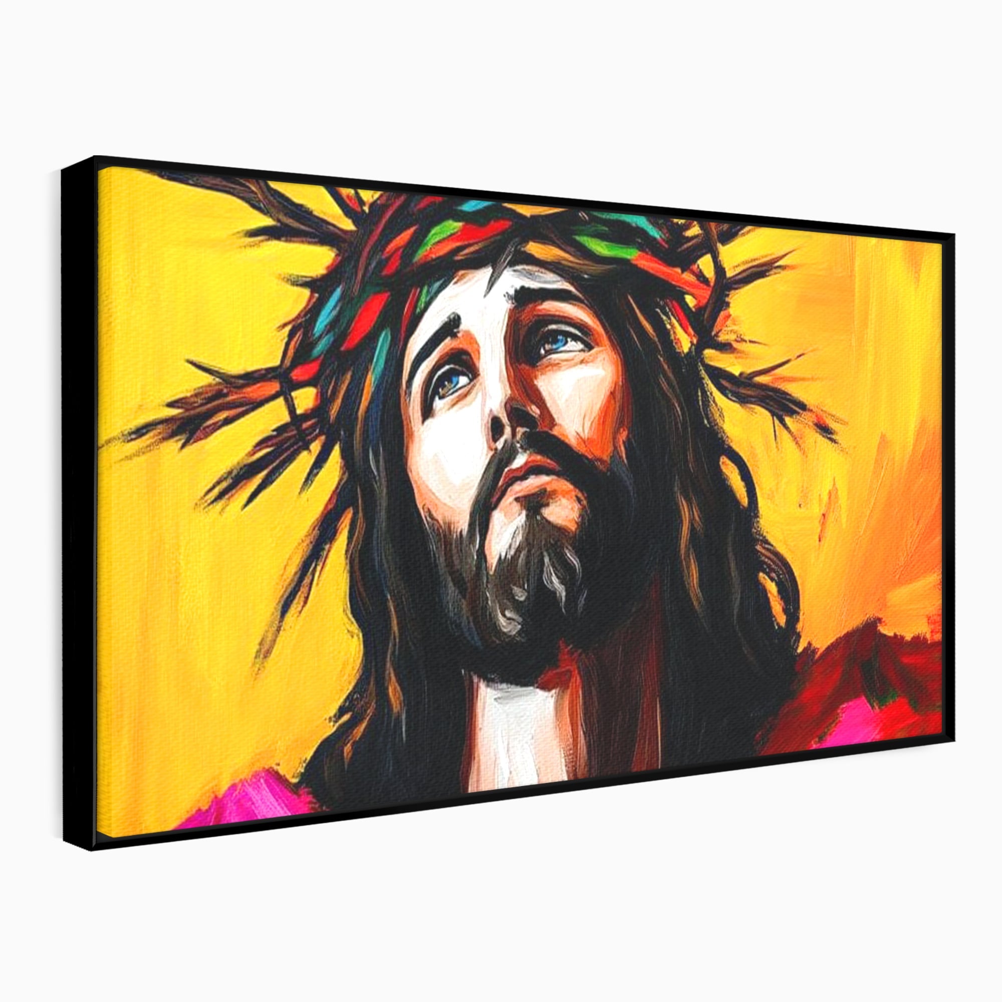 Tablou Canvas Premium LuxCanva® H1053, Sacrificiu Divin, Iisus, Contemplare, Pace Interioara, Coroana de Spini, Cer, Chip, Arta Religioasa Moderna, Living, Dormitor