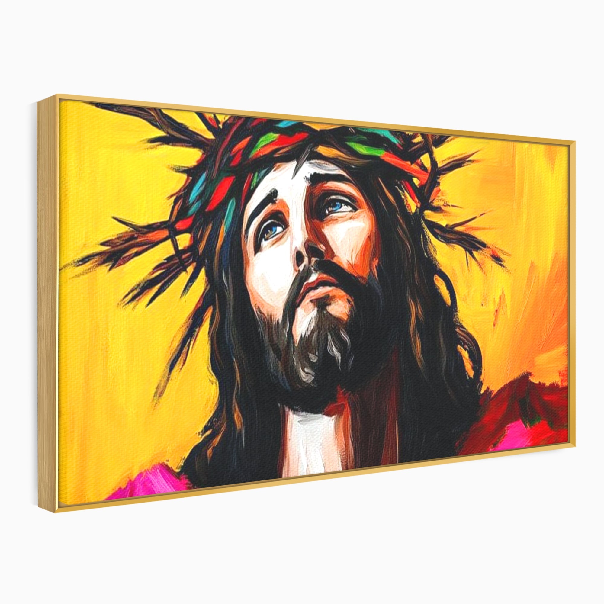 Tablou Canvas Premium LuxCanva® H1053, Sacrificiu Divin, Iisus, Contemplare, Pace Interioara, Coroana de Spini, Cer, Chip, Arta Religioasa Moderna, Living, Dormitor
