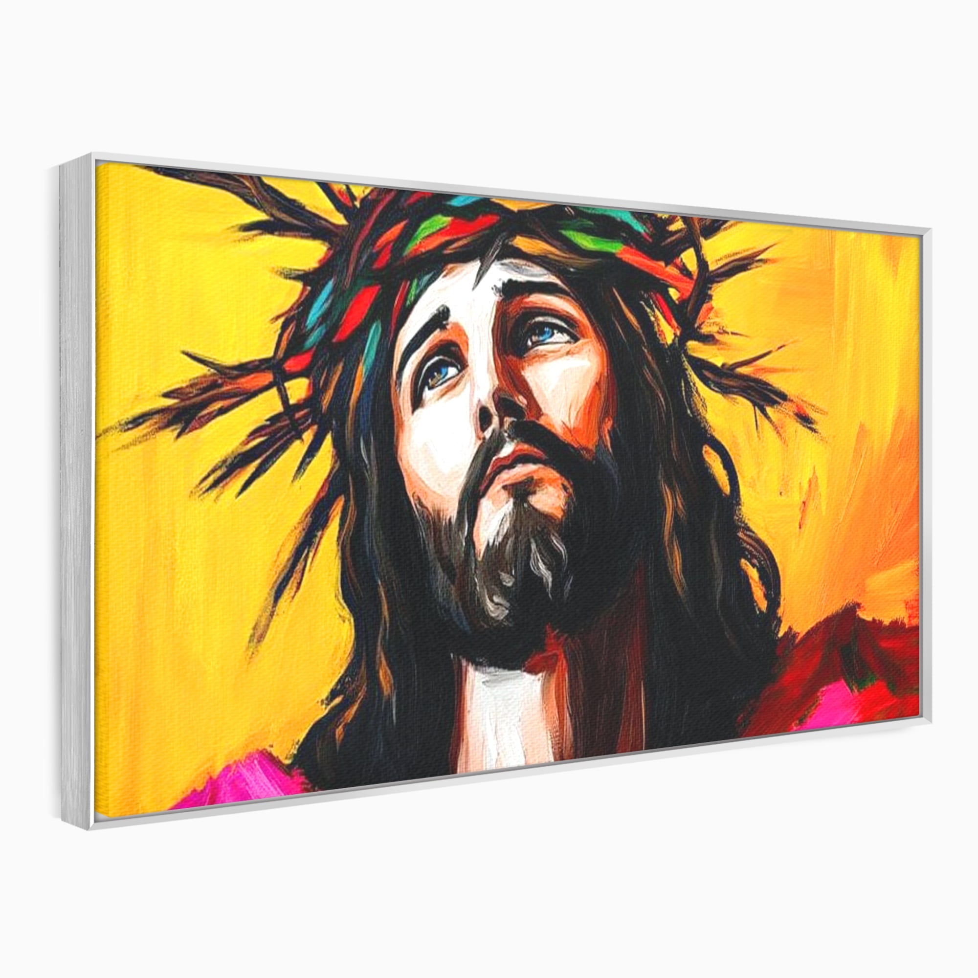 Tablou Canvas Premium LuxCanva® H1053, Sacrificiu Divin, Iisus, Contemplare, Pace Interioara, Coroana de Spini, Cer, Chip, Arta Religioasa Moderna, Living, Dormitor