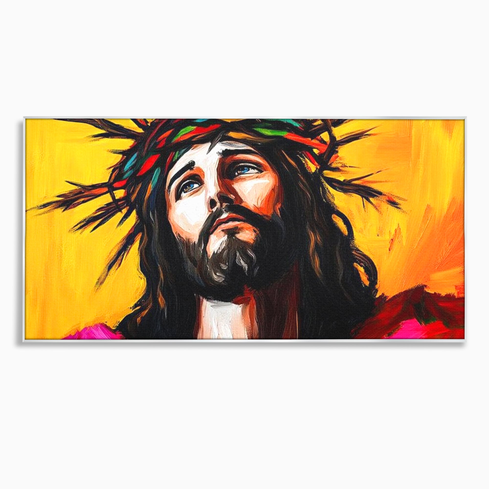 Tablou Canvas Premium LuxCanva® H1053, Sacrificiu Divin, Iisus, Contemplare, Pace Interioara, Coroana de Spini, Cer, Chip, Arta Religioasa Moderna, Living, Dormitor