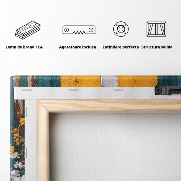 Tablou Canvas Premium LuxCanva® H1057, Evlavie Florala, Credinta, Cruce, Flori, Gradina, Lumina, Rasarit, Speranta, Puritate, Spiritualitate, Simbol Sacru, Living, Dormitor