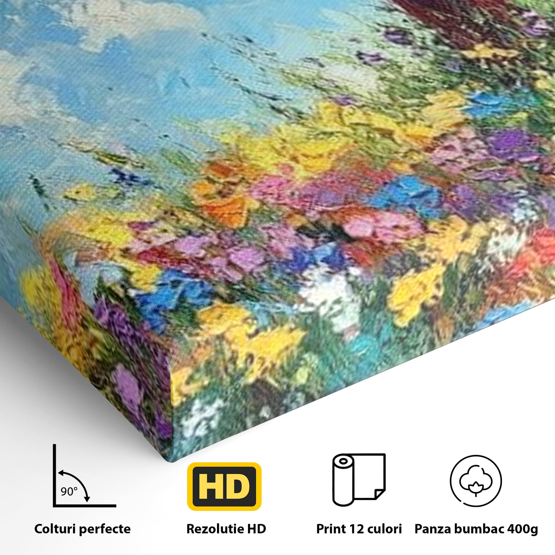 Tablou Canvas Premium LuxCanva® H1059, Gradina Raiului, Credinta, Cruce, Flori, Gradina, Lumina, Rasarit, Speranta, Puritate, Spiritualitate, Simbol Sacru, Living, Dormitor