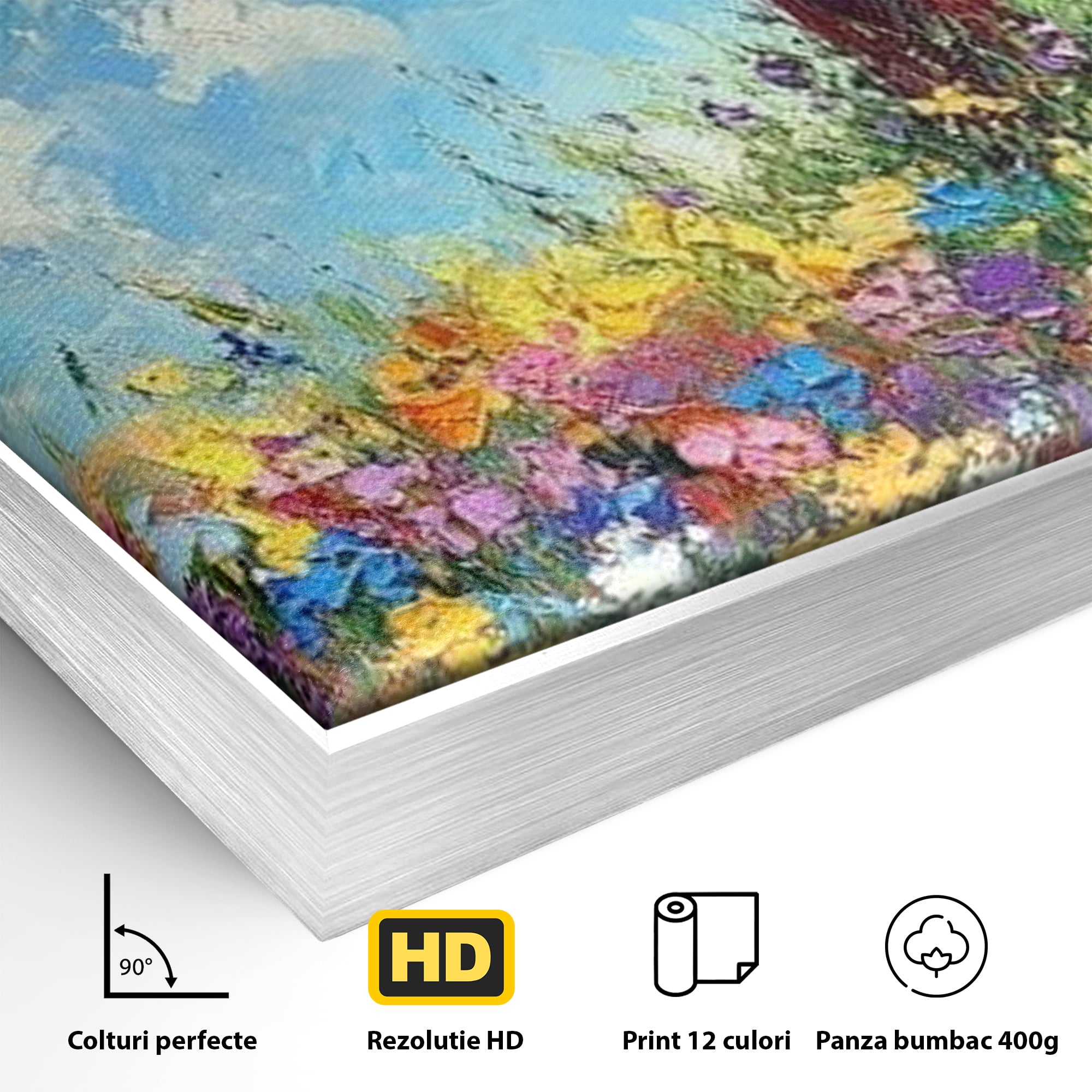 Tablou Canvas Premium LuxCanva® H1059, Gradina Raiului, Credinta, Cruce, Flori, Gradina, Lumina, Rasarit, Speranta, Puritate, Spiritualitate, Simbol Sacru, Living, Dormitor