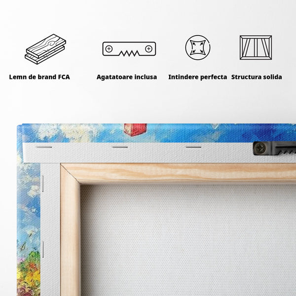 Tablou Canvas Premium LuxCanva® H1059, Gradina Raiului, Credinta, Cruce, Flori, Gradina, Lumina, Rasarit, Speranta, Puritate, Spiritualitate, Simbol Sacru, Living, Dormitor