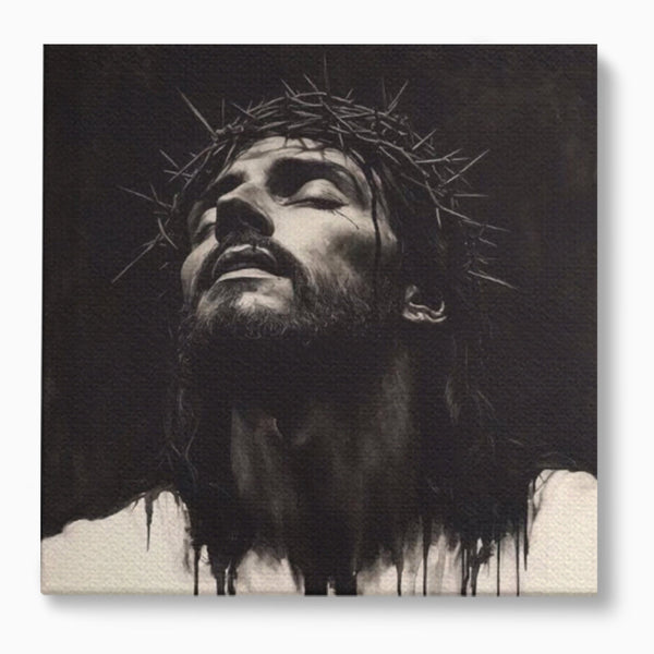 Tablou Canvas Premium LuxCanva® H1060, Ecoul Sacrificiului, Iisus, Credinta, Sacrificiu, Lumina, Intuneric, Inspiratie, Coroana de Spini, Arta Religioasa, Living, Dormitor