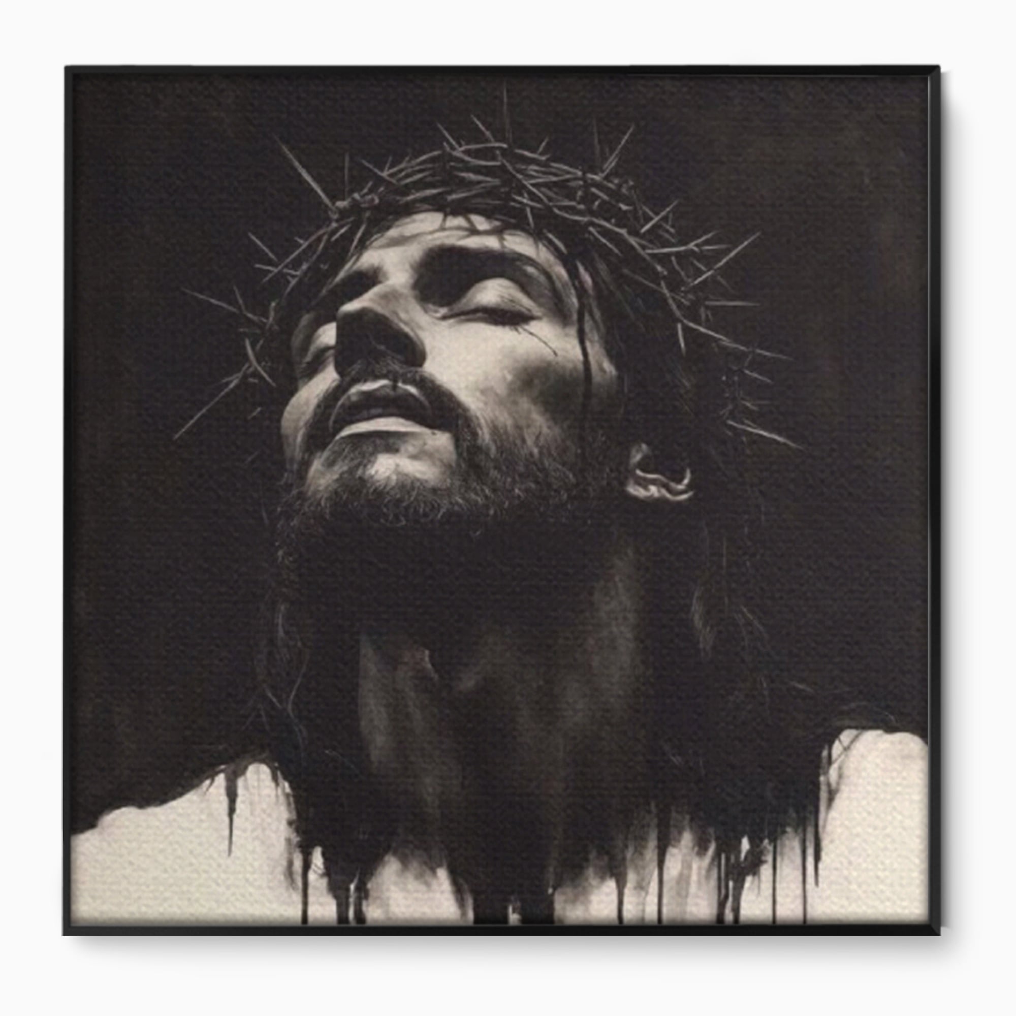 Tablou Canvas Premium LuxCanva® H1060, Ecoul Sacrificiului, Iisus, Credinta, Sacrificiu, Lumina, Intuneric, Inspiratie, Coroana de Spini, Arta Religioasa, Living, Dormitor