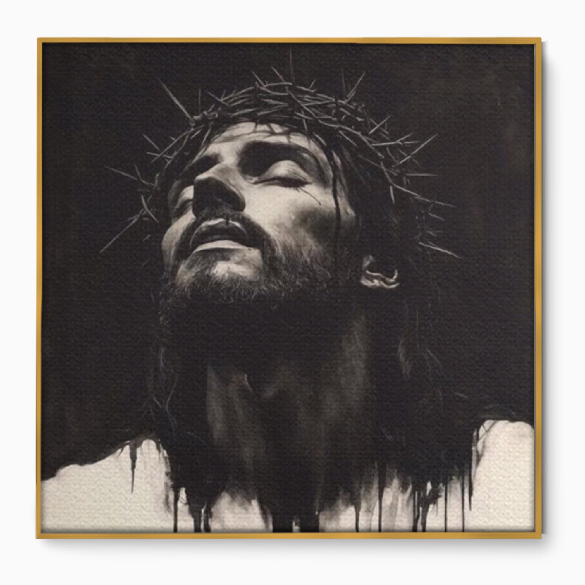 Tablou Canvas Premium LuxCanva® H1060, Ecoul Sacrificiului, Iisus, Credinta, Sacrificiu, Lumina, Intuneric, Inspiratie, Coroana de Spini, Arta Religioasa, Living, Dormitor