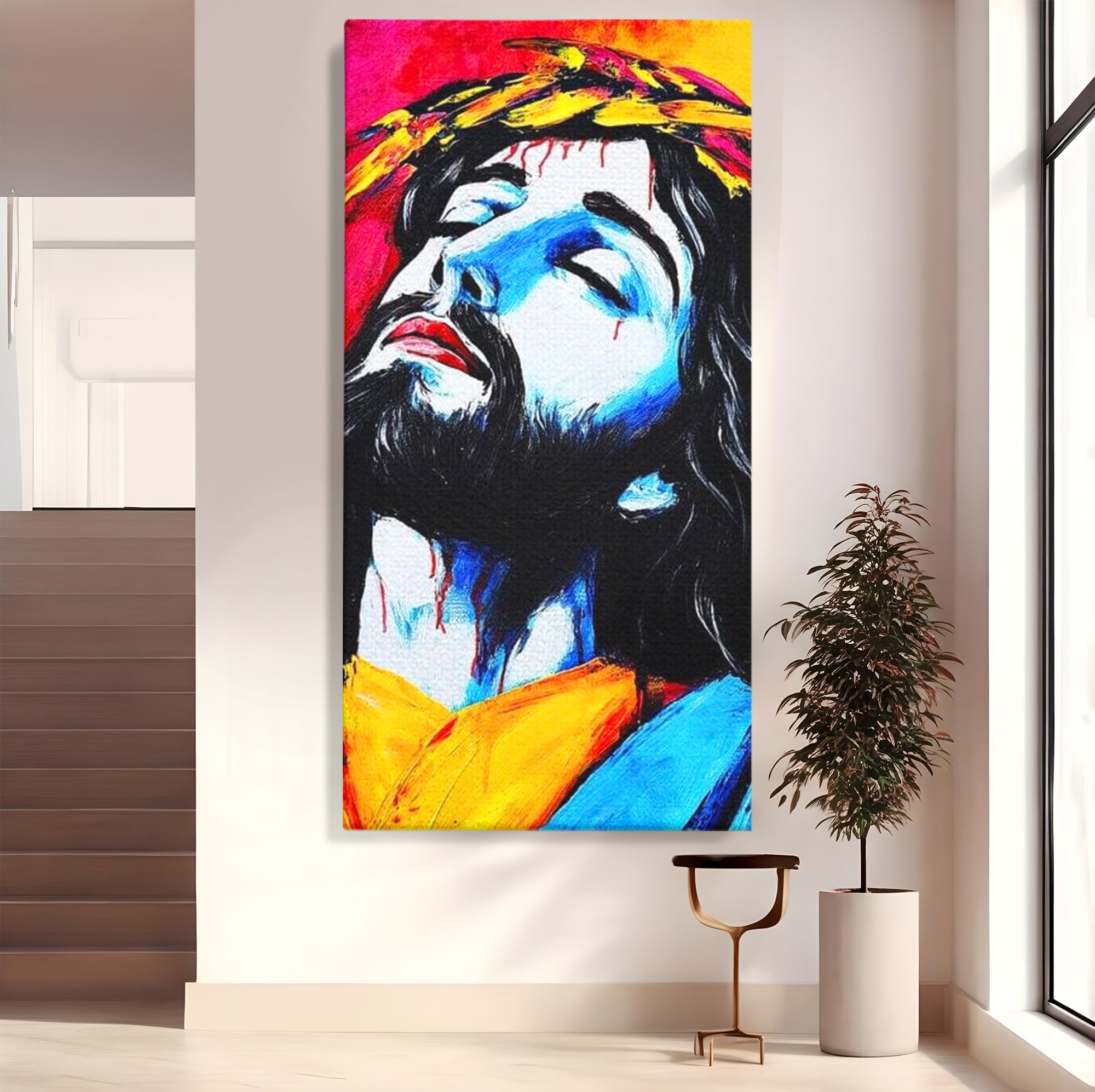Tablou Canvas Premium LuxCanva® H1061, Divinitate in Culori, Iisus, Sacrificiu, Speranta, Patimi, Emotie, Inspiratie, Coroana de Spini, Arta Religioasa, Living, Dormitor