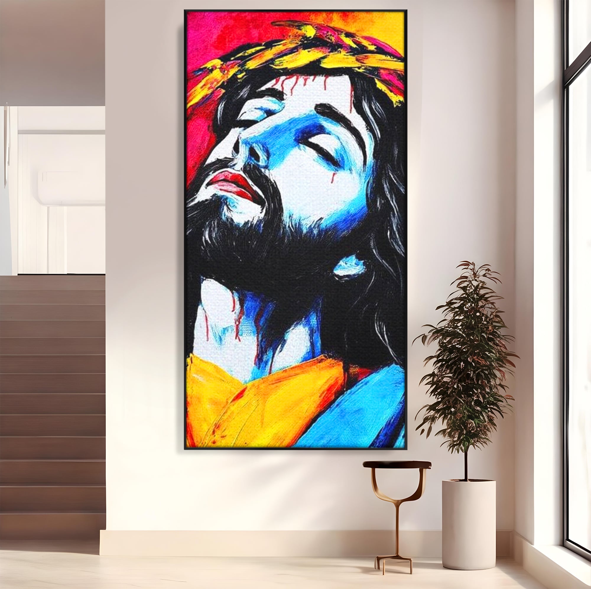 Tablou Canvas Premium LuxCanva® H1061, Divinitate in Culori, Iisus, Sacrificiu, Speranta, Patimi, Emotie, Inspiratie, Coroana de Spini, Arta Religioasa, Living, Dormitor