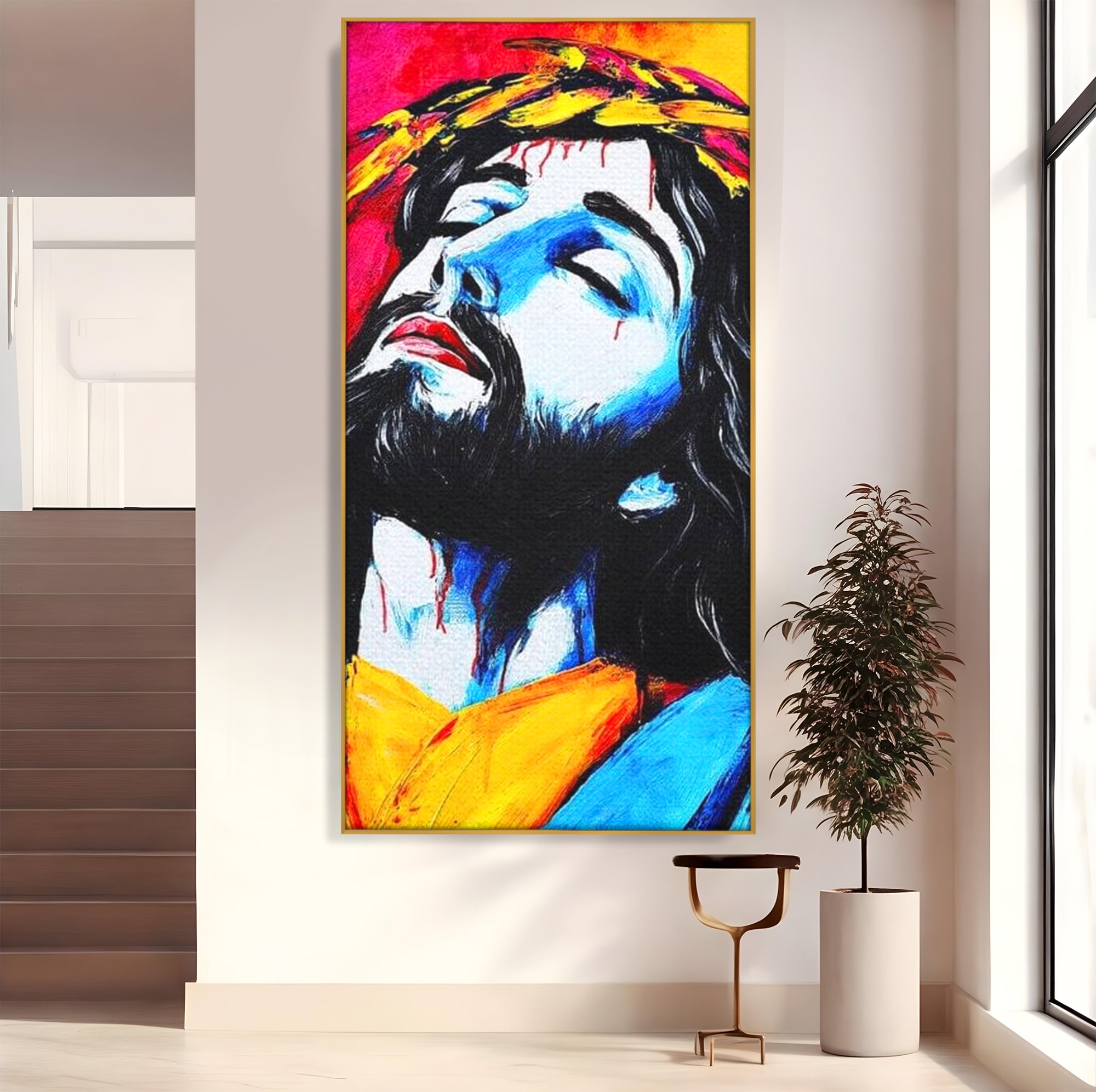 Tablou Canvas Premium LuxCanva® H1061, Divinitate in Culori, Iisus, Sacrificiu, Speranta, Patimi, Emotie, Inspiratie, Coroana de Spini, Arta Religioasa, Living, Dormitor