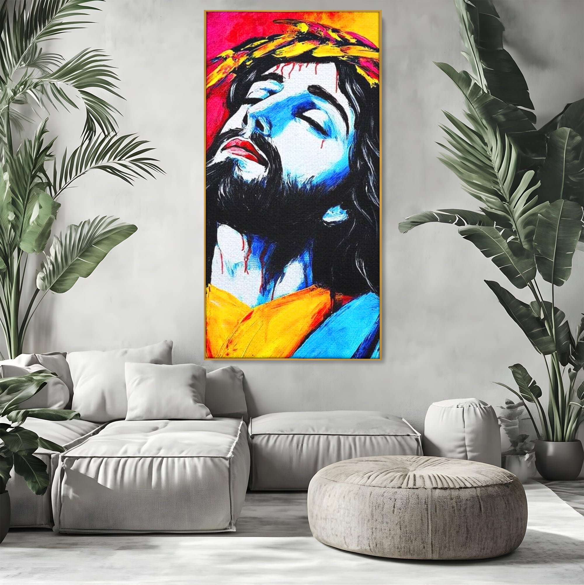 Tablou Canvas Premium LuxCanva® H1061, Divinitate in Culori, Iisus, Sacrificiu, Speranta, Patimi, Emotie, Inspiratie, Coroana de Spini, Arta Religioasa, Living, Dormitor