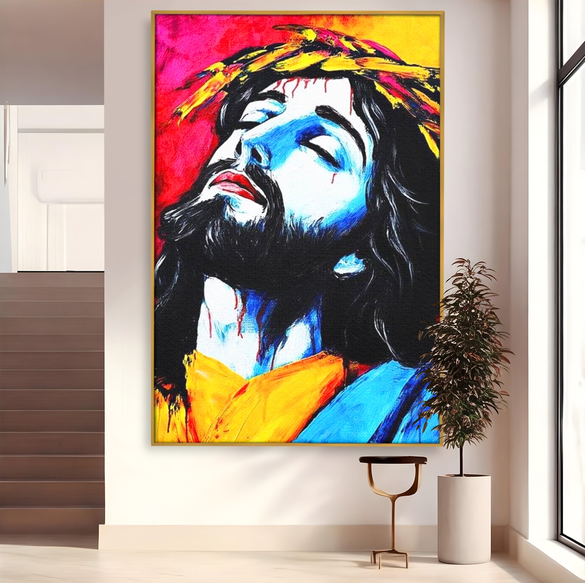 Tablou Canvas Premium LuxCanva® H1061, Divinitate in Culori, Iisus, Sacrificiu, Speranta, Patimi, Emotie, Inspiratie, Coroana de Spini, Arta Religioasa, Living, Dormitor