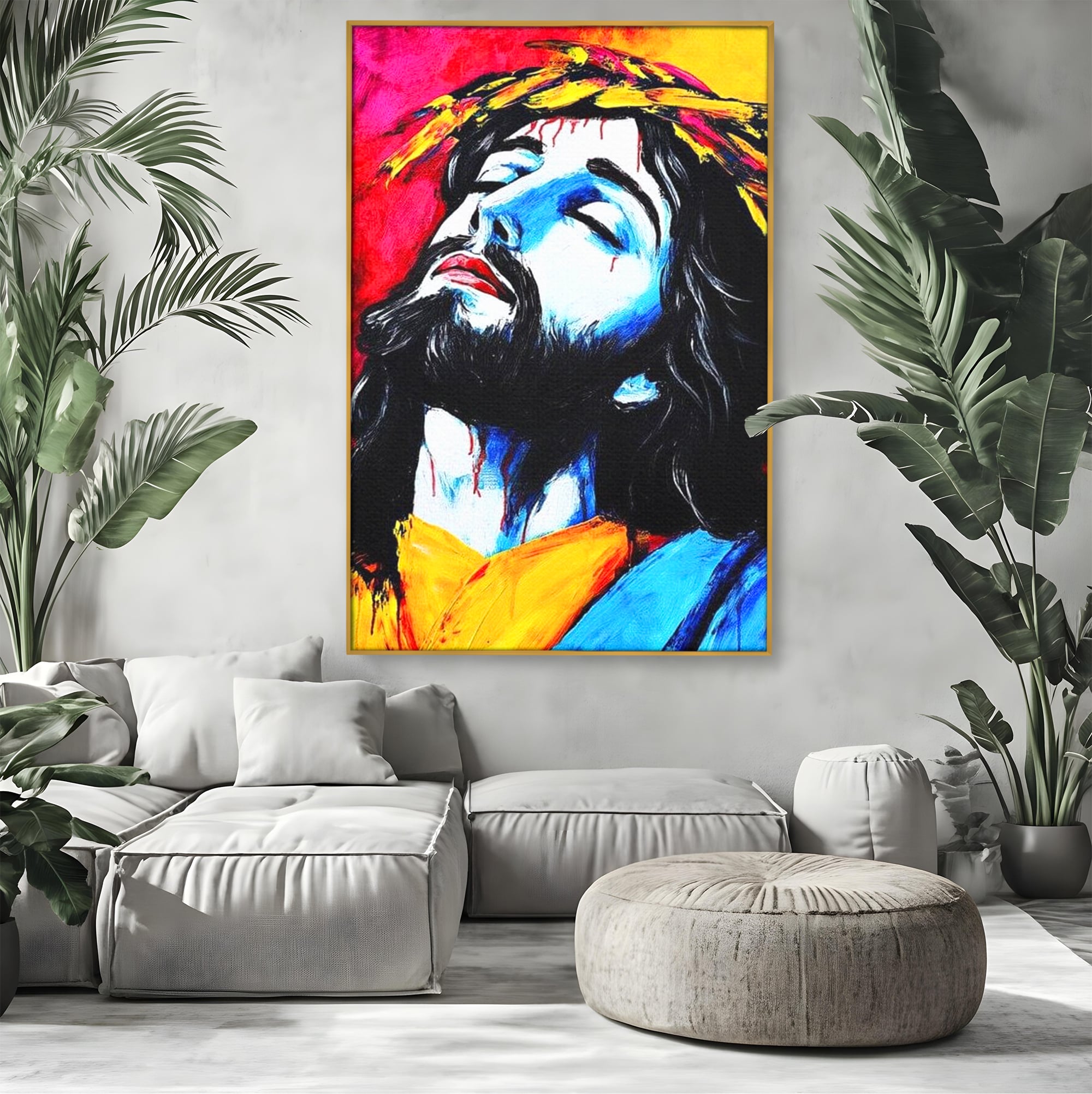 Tablou Canvas Premium LuxCanva® H1061, Divinitate in Culori, Iisus, Sacrificiu, Speranta, Patimi, Emotie, Inspiratie, Coroana de Spini, Arta Religioasa, Living, Dormitor
