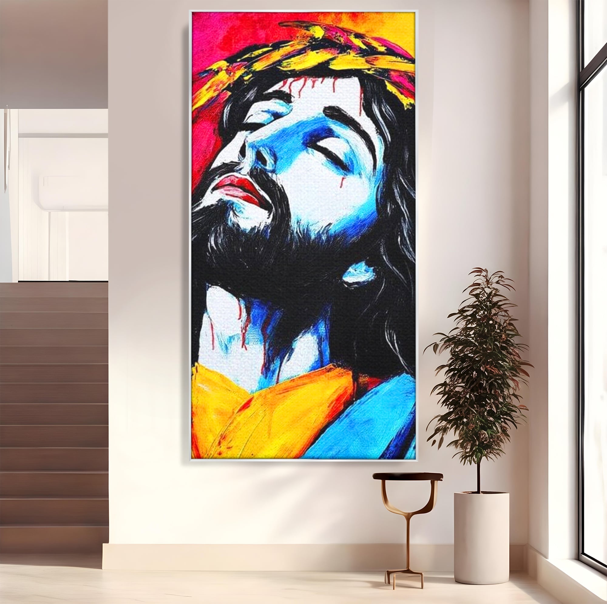 Tablou Canvas Premium LuxCanva® H1061, Divinitate in Culori, Iisus, Sacrificiu, Speranta, Patimi, Emotie, Inspiratie, Coroana de Spini, Arta Religioasa, Living, Dormitor