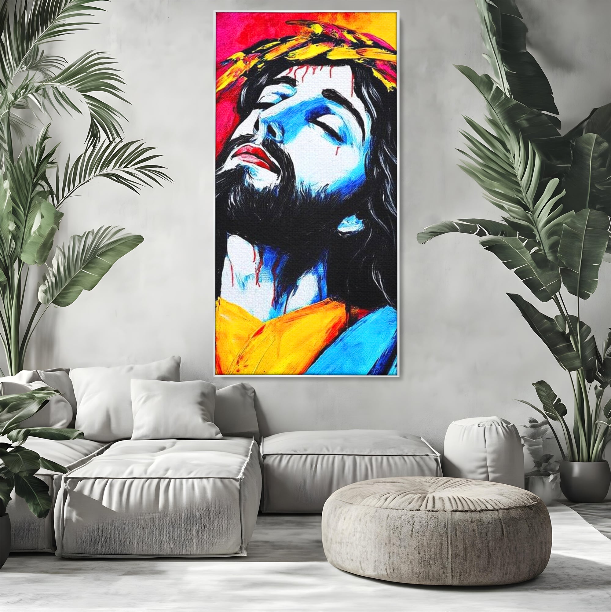 Tablou Canvas Premium LuxCanva® H1061, Divinitate in Culori, Iisus, Sacrificiu, Speranta, Patimi, Emotie, Inspiratie, Coroana de Spini, Arta Religioasa, Living, Dormitor