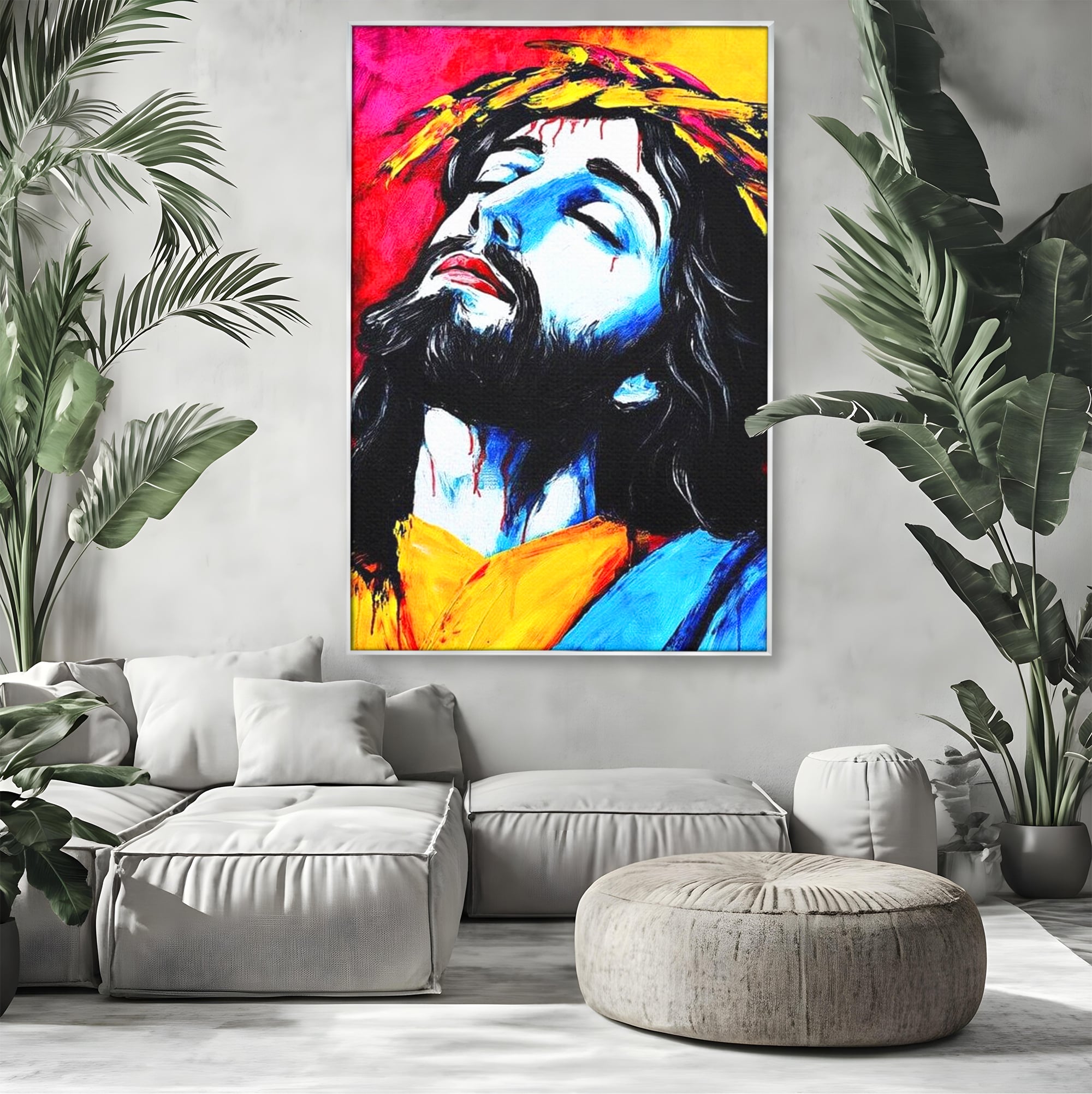 Tablou Canvas Premium LuxCanva® H1061, Divinitate in Culori, Iisus, Sacrificiu, Speranta, Patimi, Emotie, Inspiratie, Coroana de Spini, Arta Religioasa, Living, Dormitor