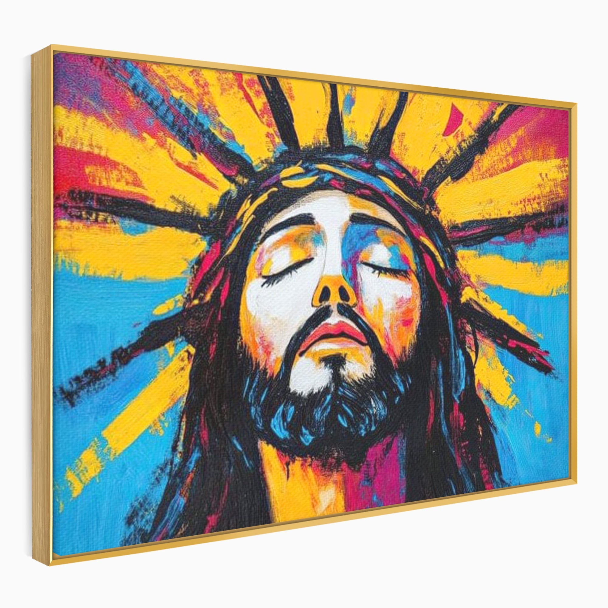 Tablou Canvas Premium LuxCanva® H1062, Sacrificiu Etern, Iisus, Contemplare, Pace Interioara, Coroana de Spini, Cer, Chip, Arta Religioasa Moderna, Living, Dormitor