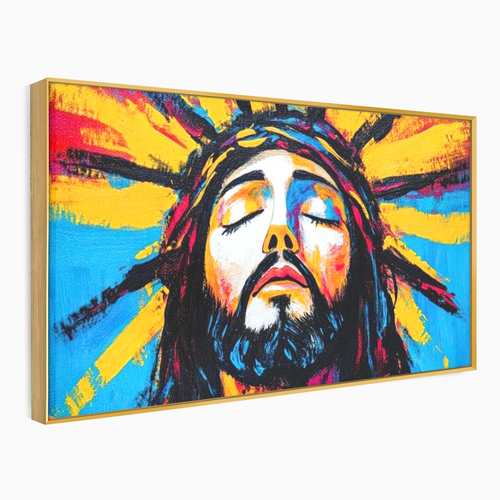 Tablou Canvas Premium LuxCanva® H1062, Sacrificiu Etern, Iisus, Contemplare, Pace Interioara, Coroana de Spini, Cer, Chip, Arta Religioasa Moderna, Living, Dormitor