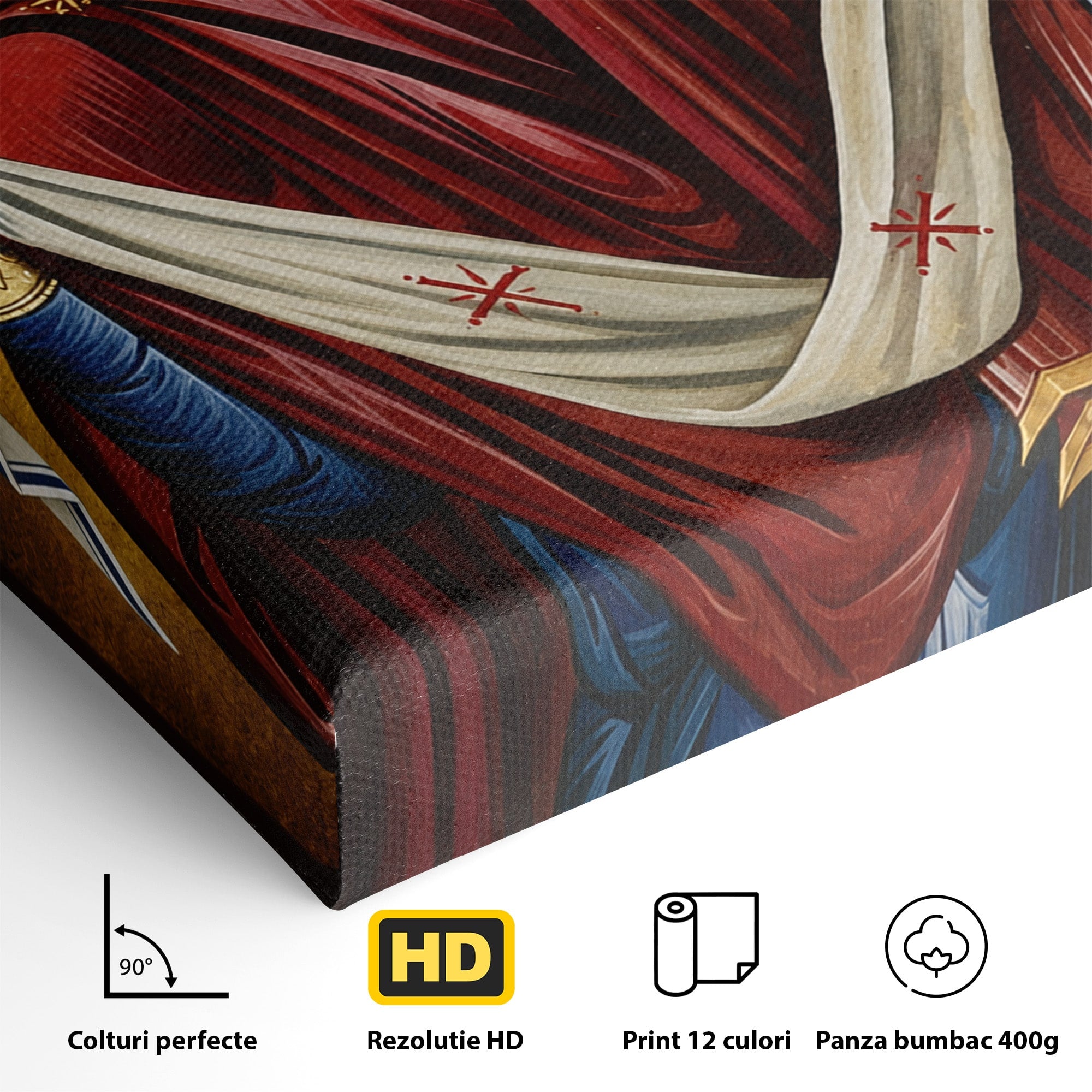 Tablou Canvas Premium LuxCanva® H1063, Acoperamantul Maicii Domnului, Icoana, Religios, Spiritualitate, Credinta, Dormitor, Birou, Culori Vibrante